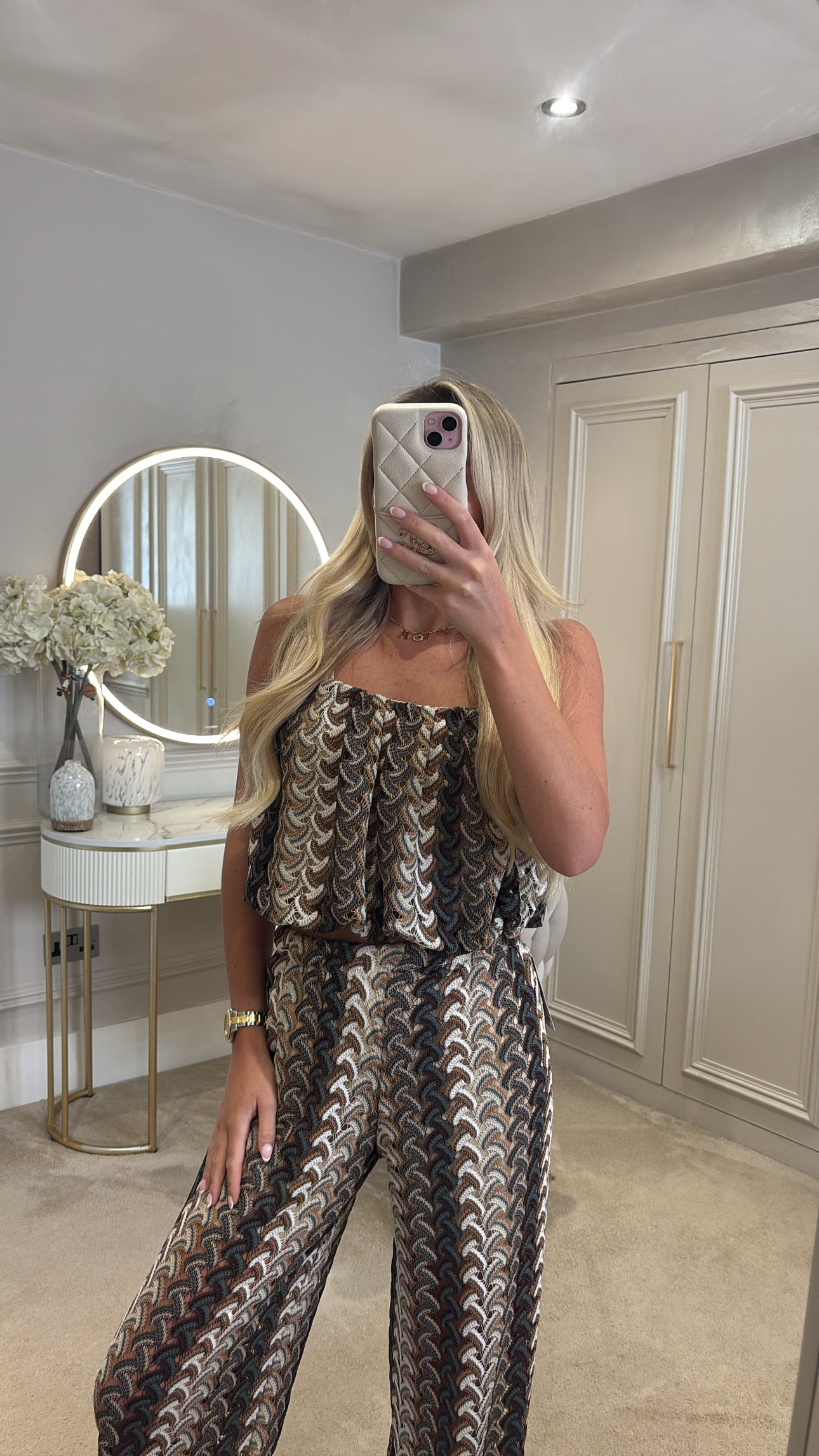 Pattern puff ball trouser co-ord