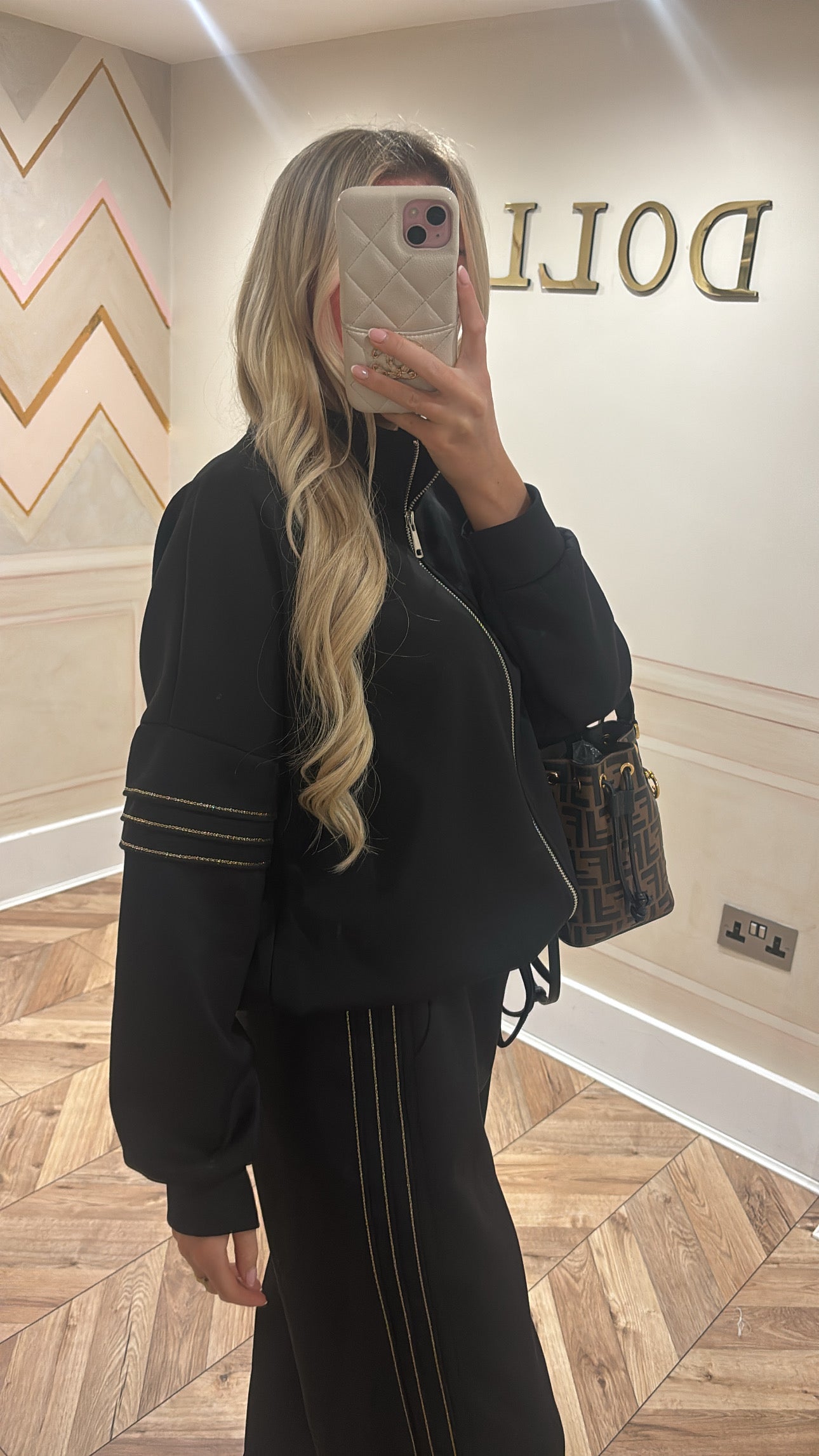 Gold glitter trim lounge set