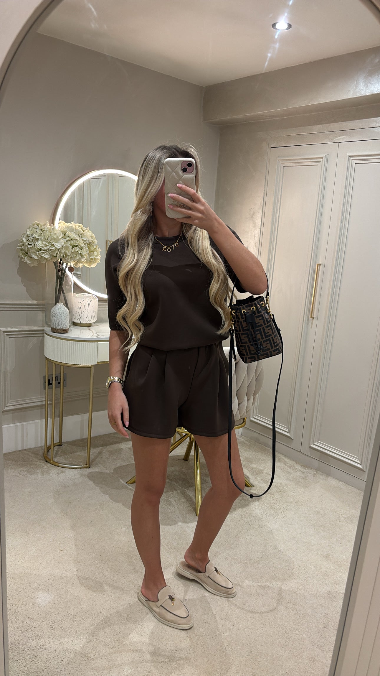 Pleated basic short set ￼