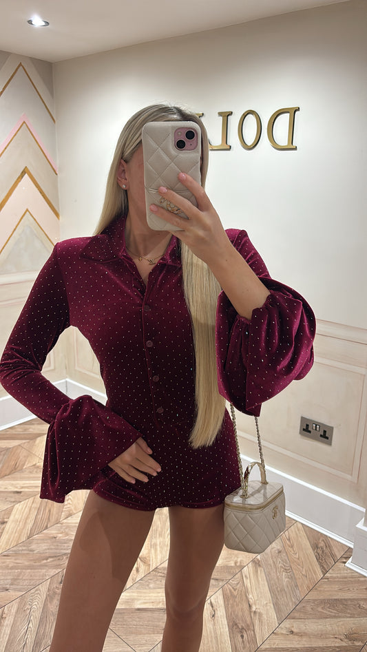 Flared sleeve playsuit