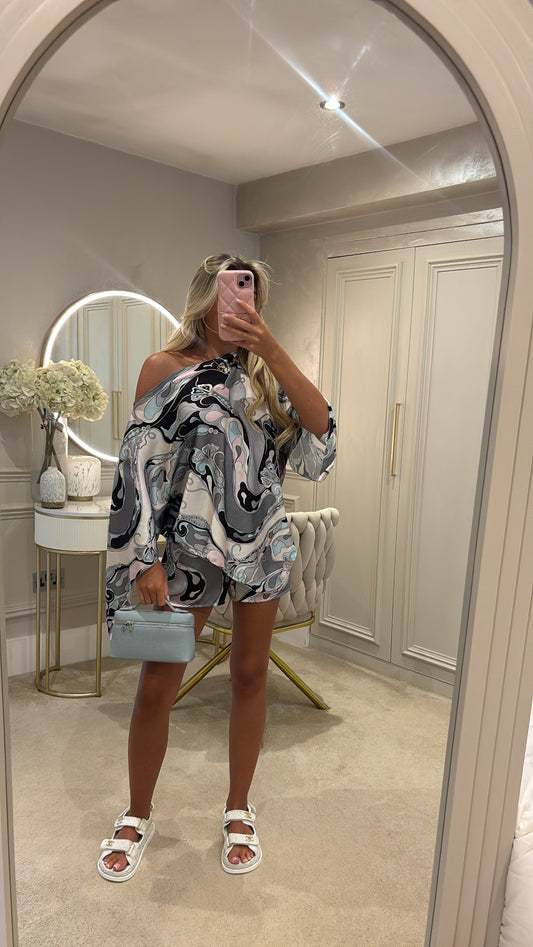 Silk cape short set