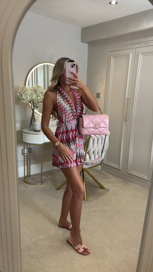 Zig zag halter neck playsuit