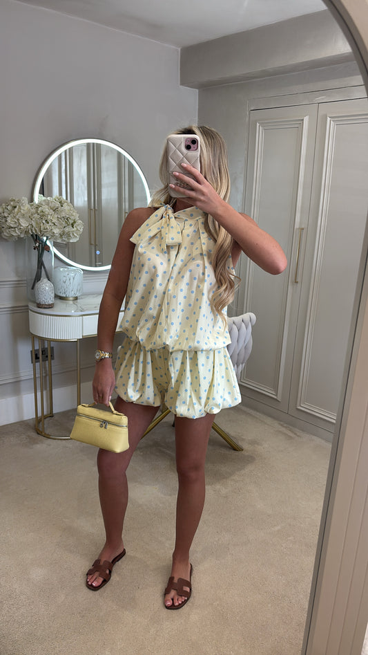 Polkadot bow balloon short co-ord