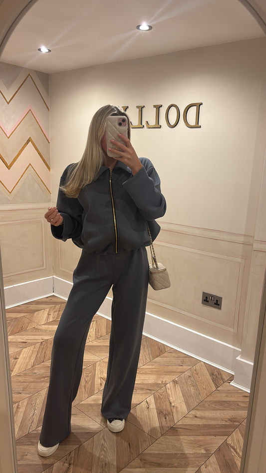 Gold zip jacket lounge set