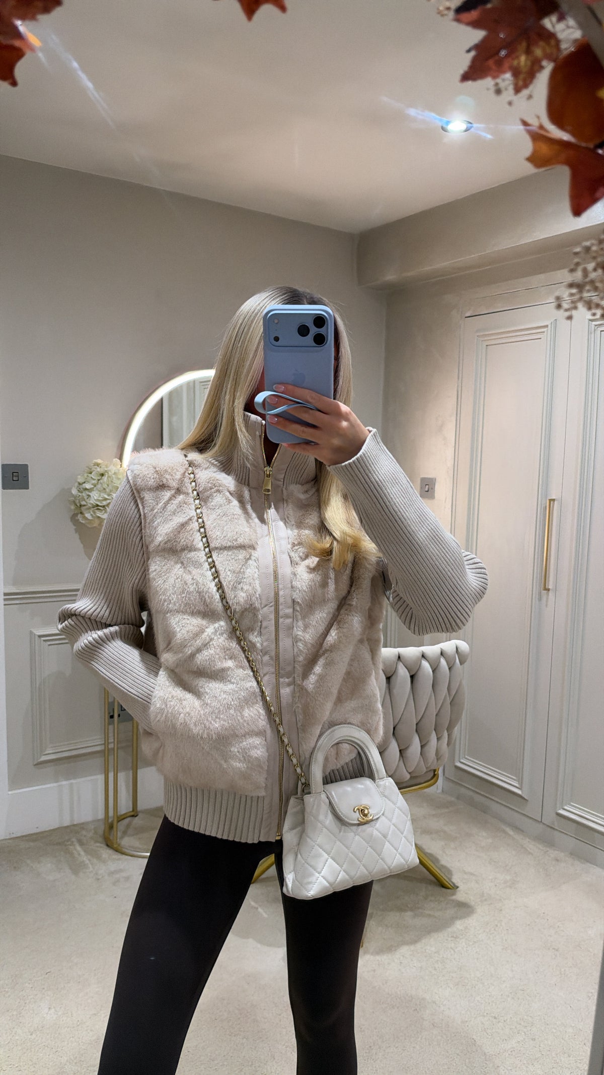 Fur gold zip cardigans