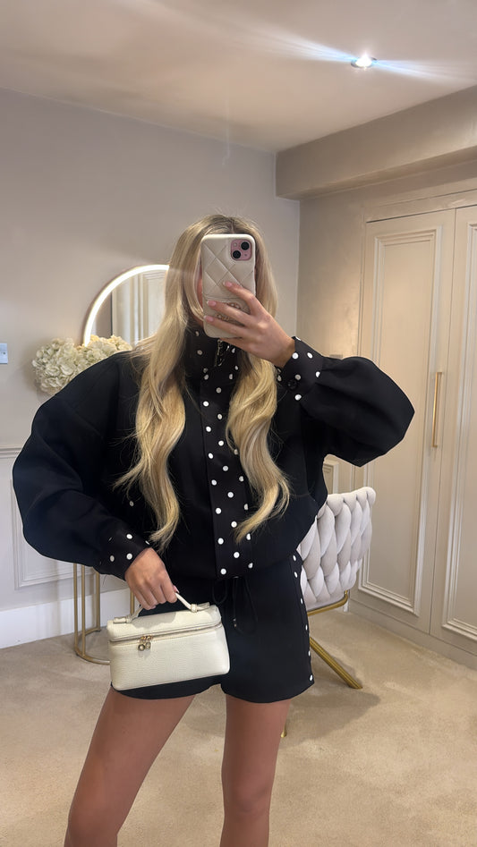 Polkadot trim jacket set ￼