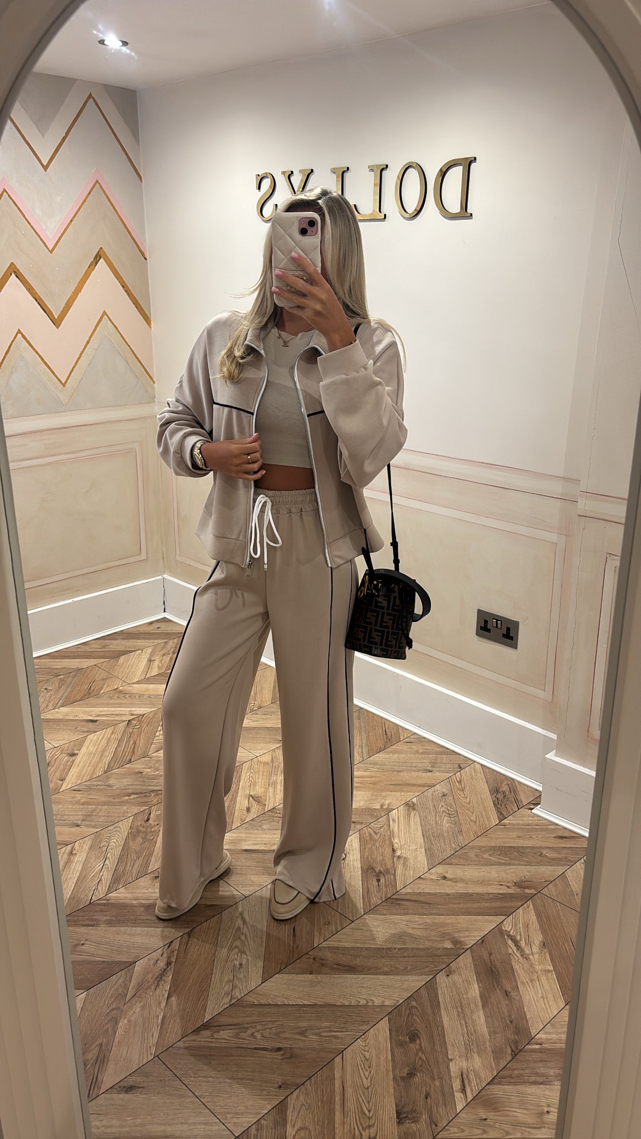 Stripe jacket flared lounge set