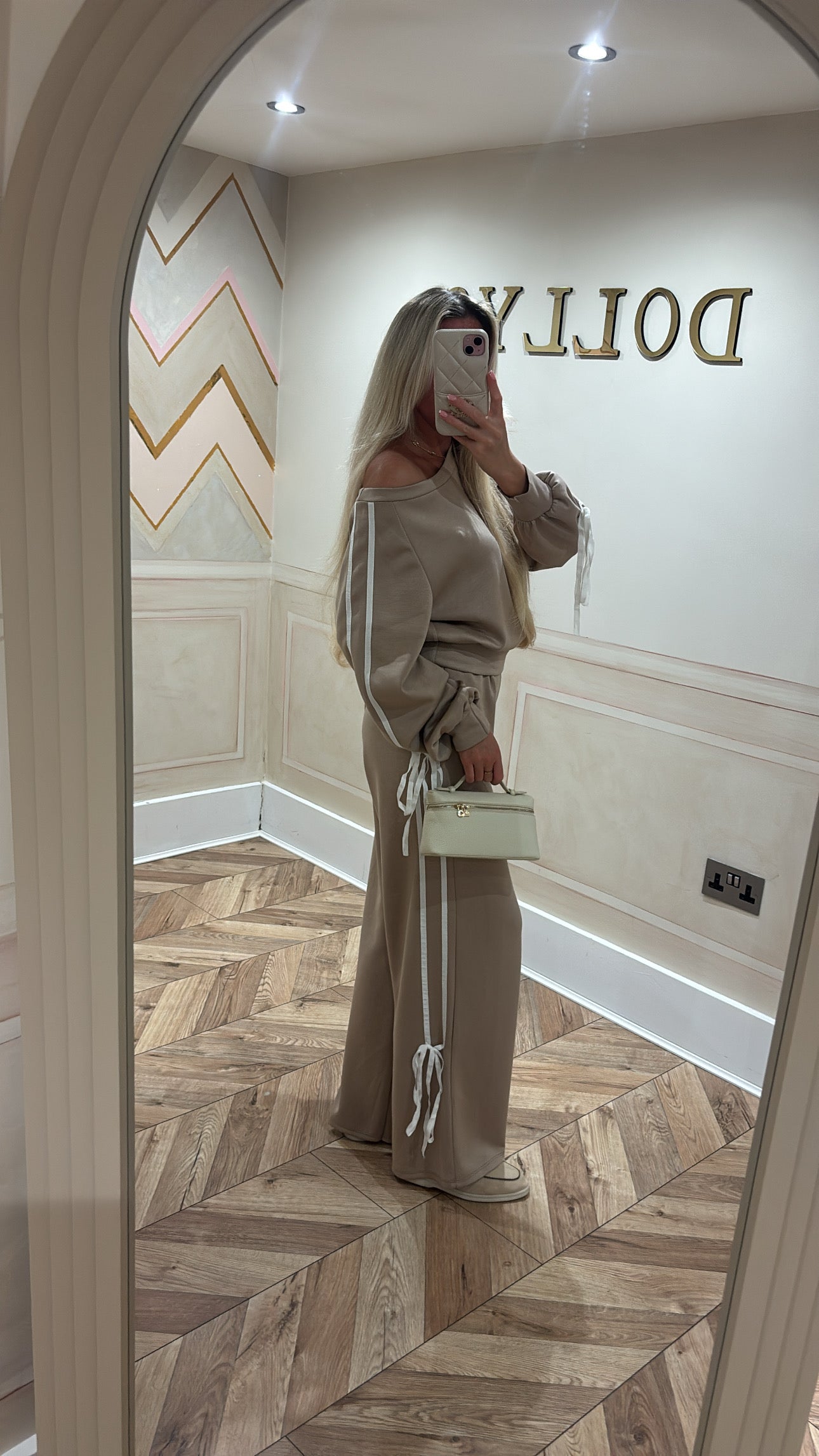 Off the shoulder bow lounge set