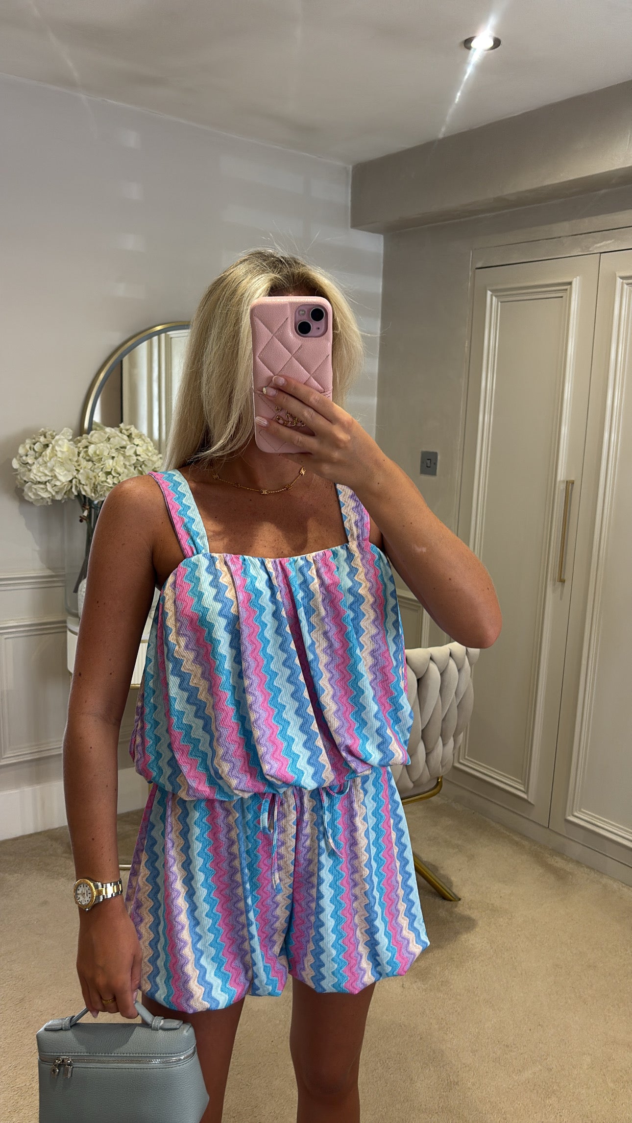 Zig zag puff ball short set