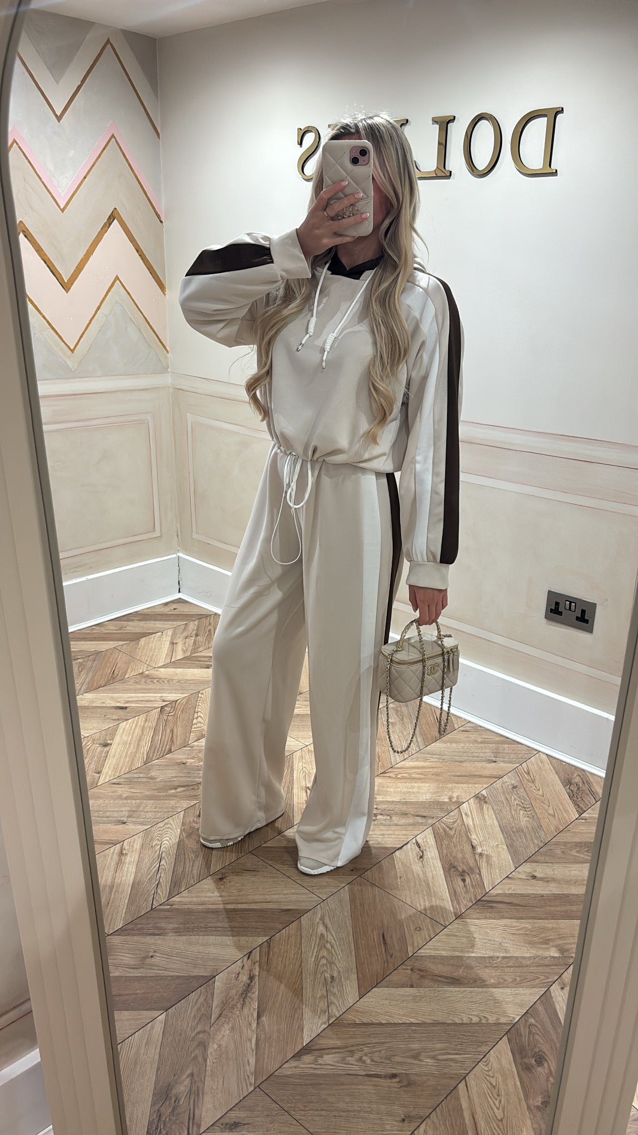 Stripe drawstring lounge set