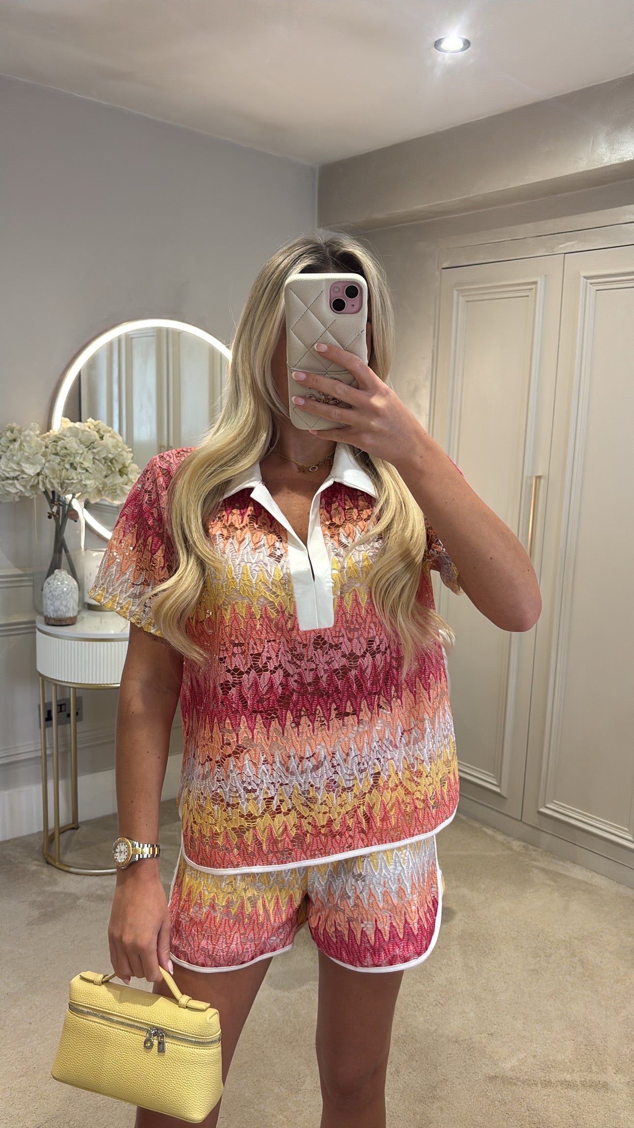 Lace zig zag short co-ord