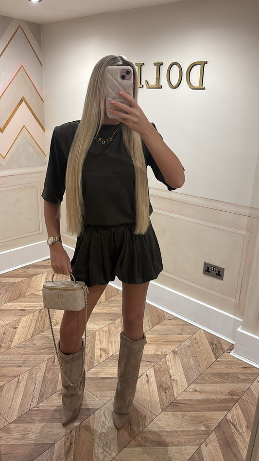 Suede Balloon short set ￼