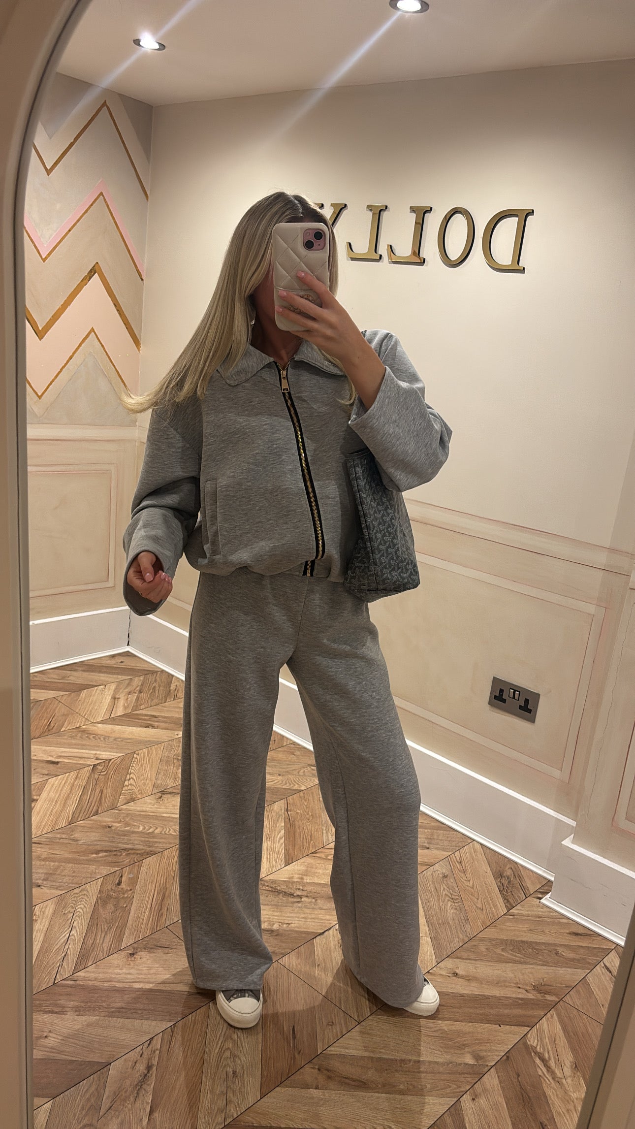 Gold zip jacket lounge set