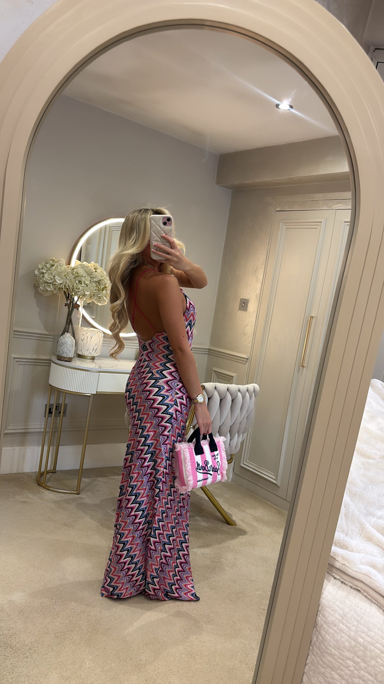 Zig zag backless maxi dress