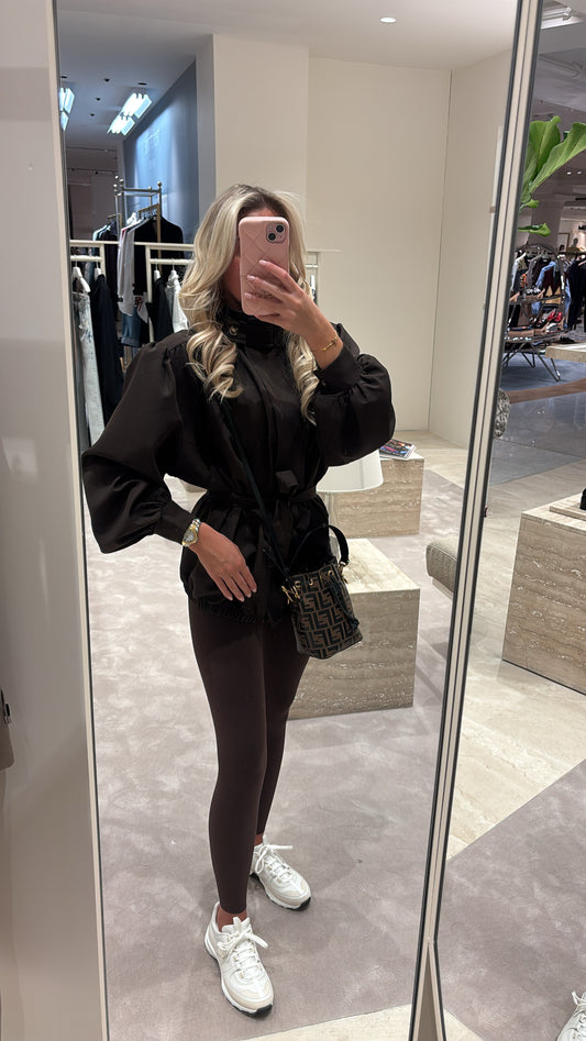 Tie waist cropped trench jacket