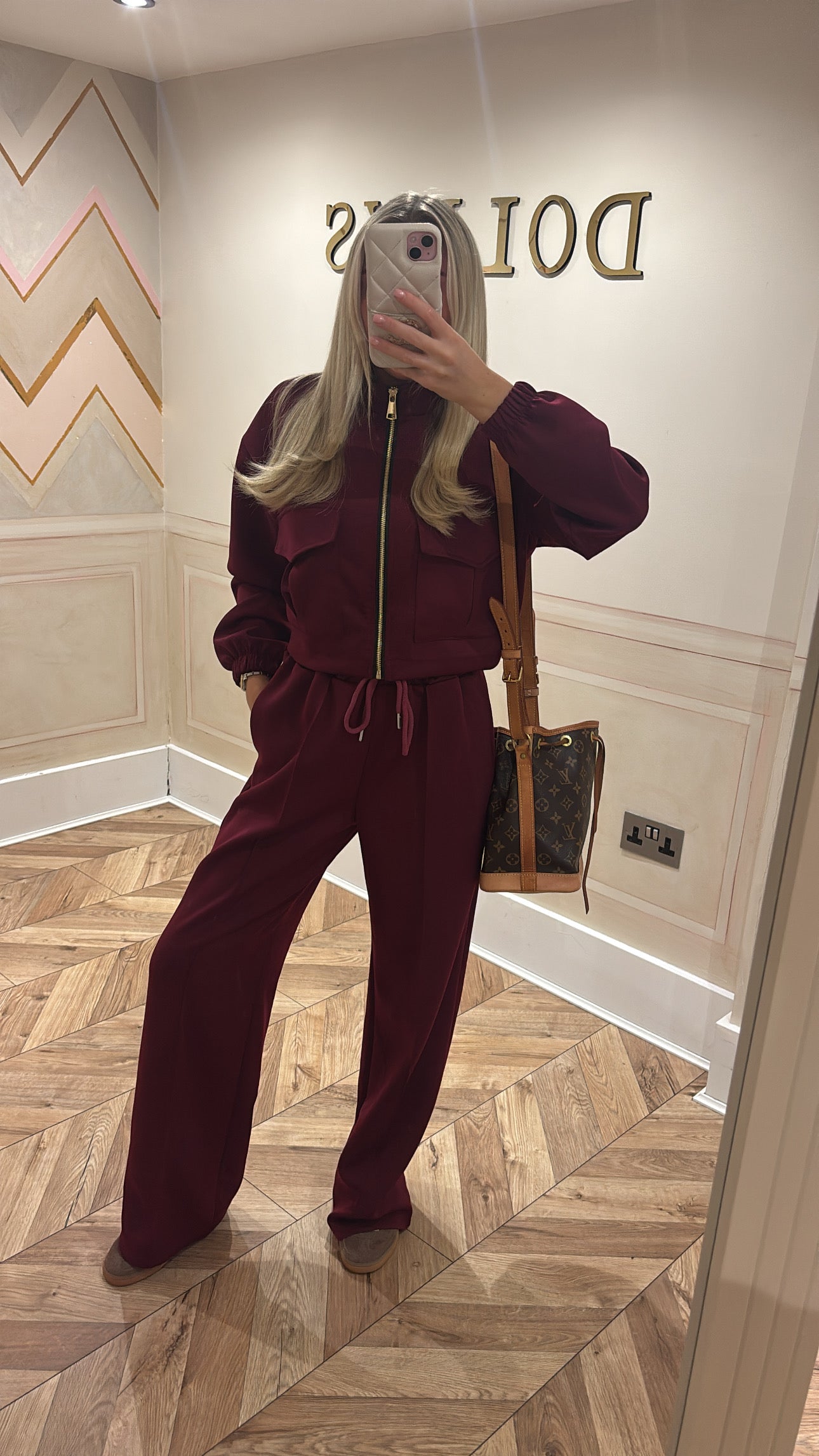 Pocket gold zip lounge set