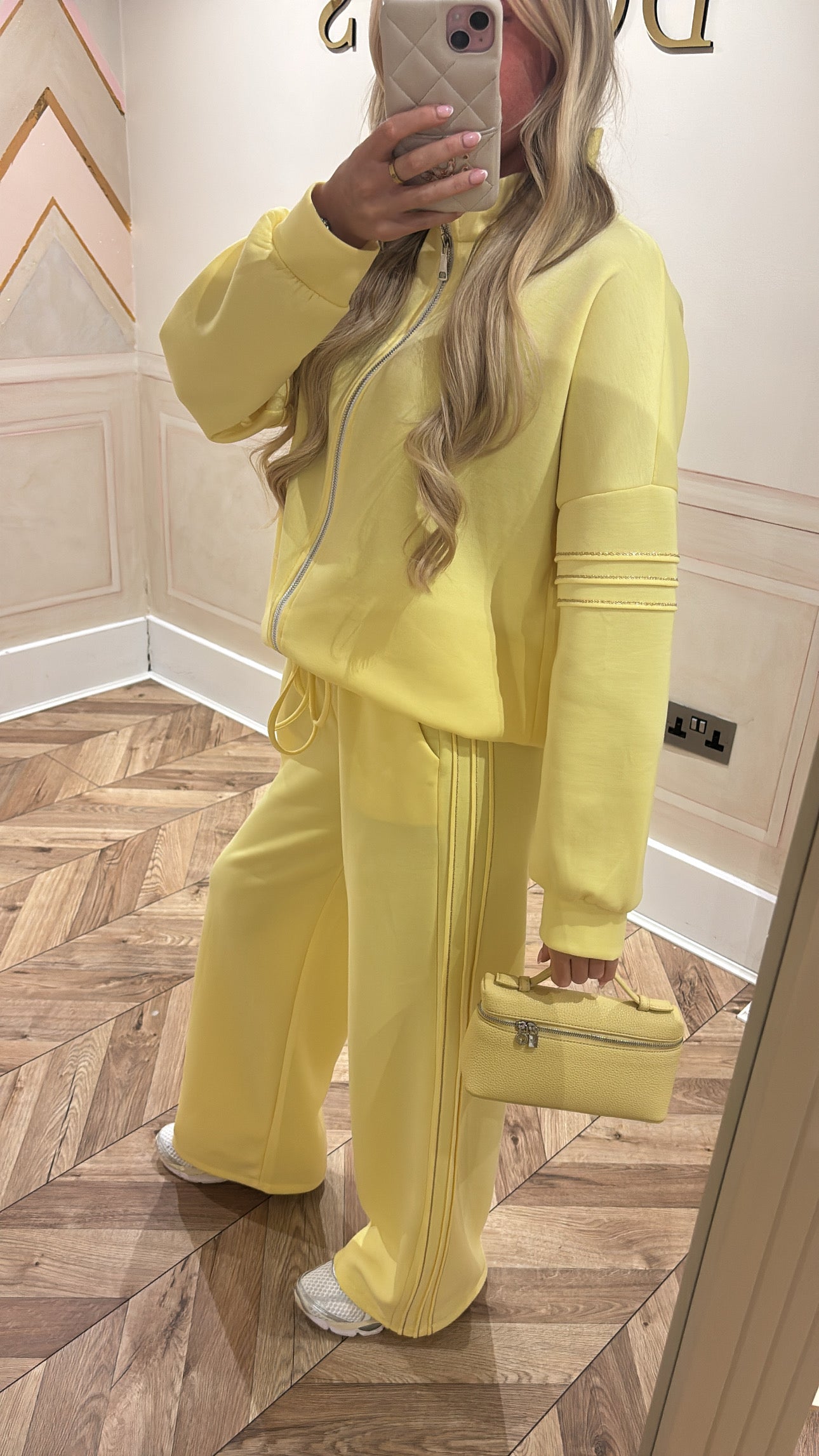 Gold glitter trim lounge set