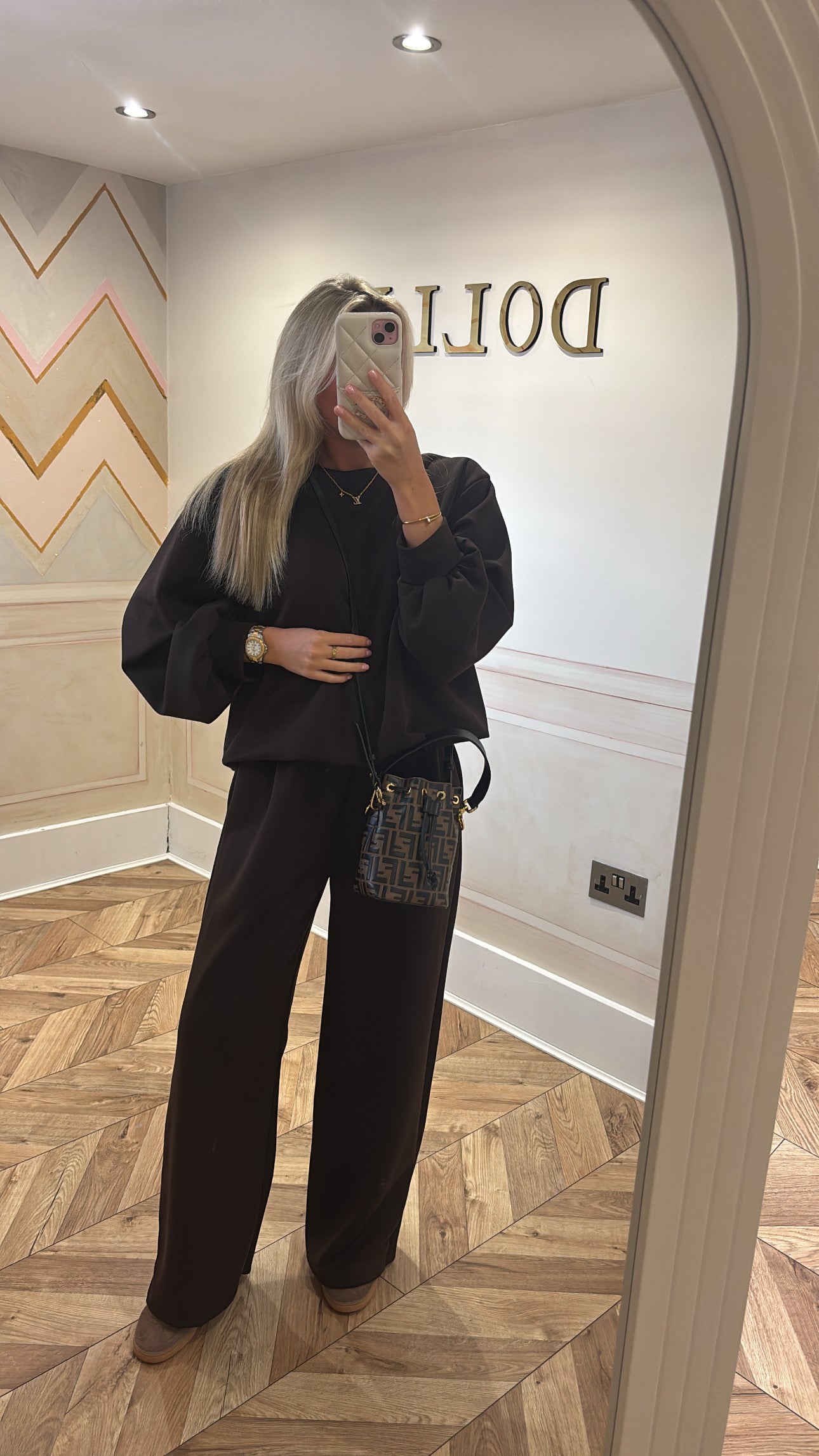 Ruched cuff flared lounge set