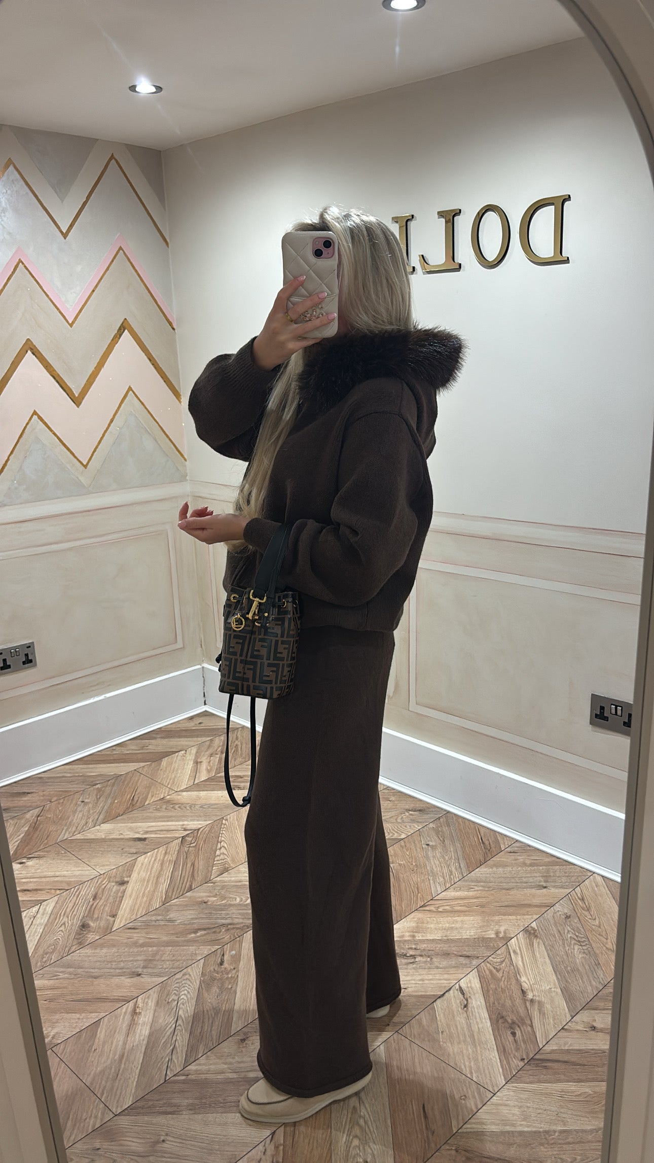Fur hood tracksuit