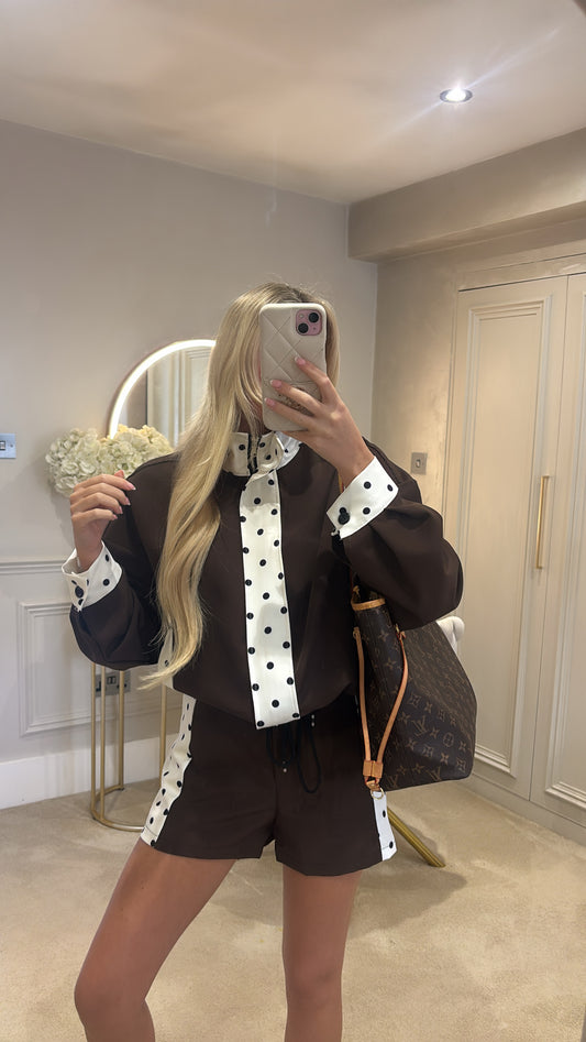 Polkadot trim jacket set ￼