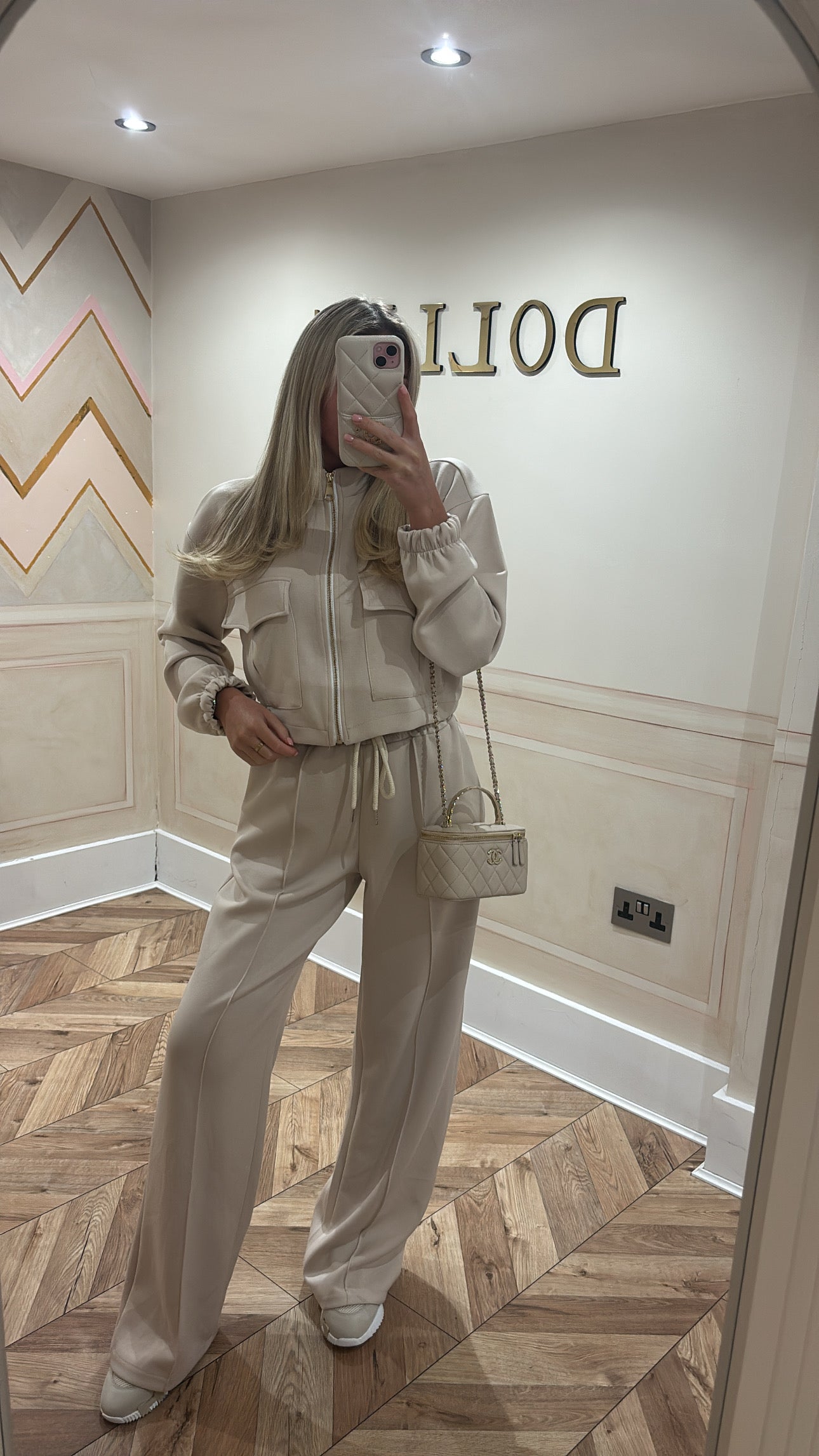 Pocket gold zip lounge set