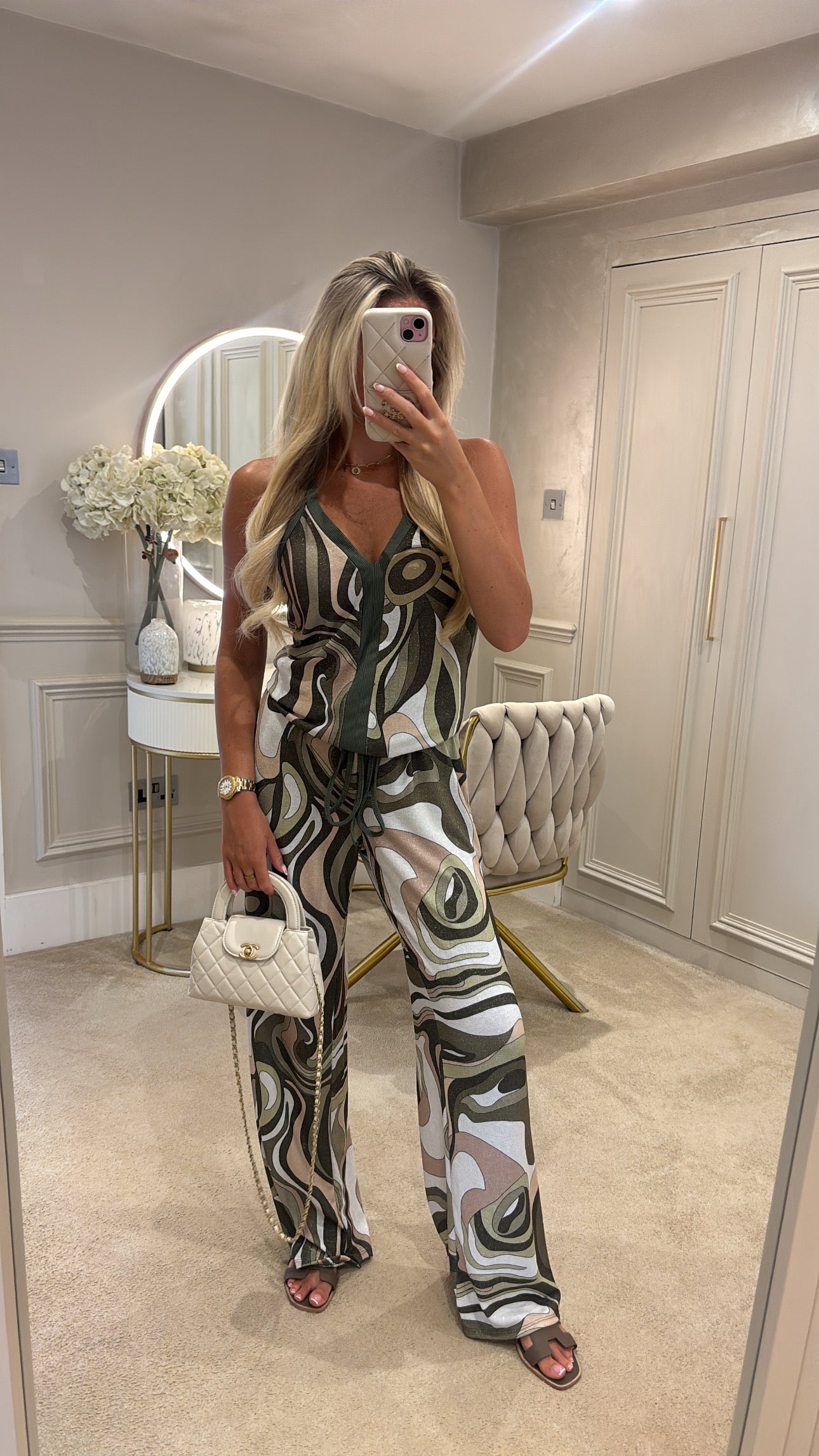 Glitter pucci vest trouser set