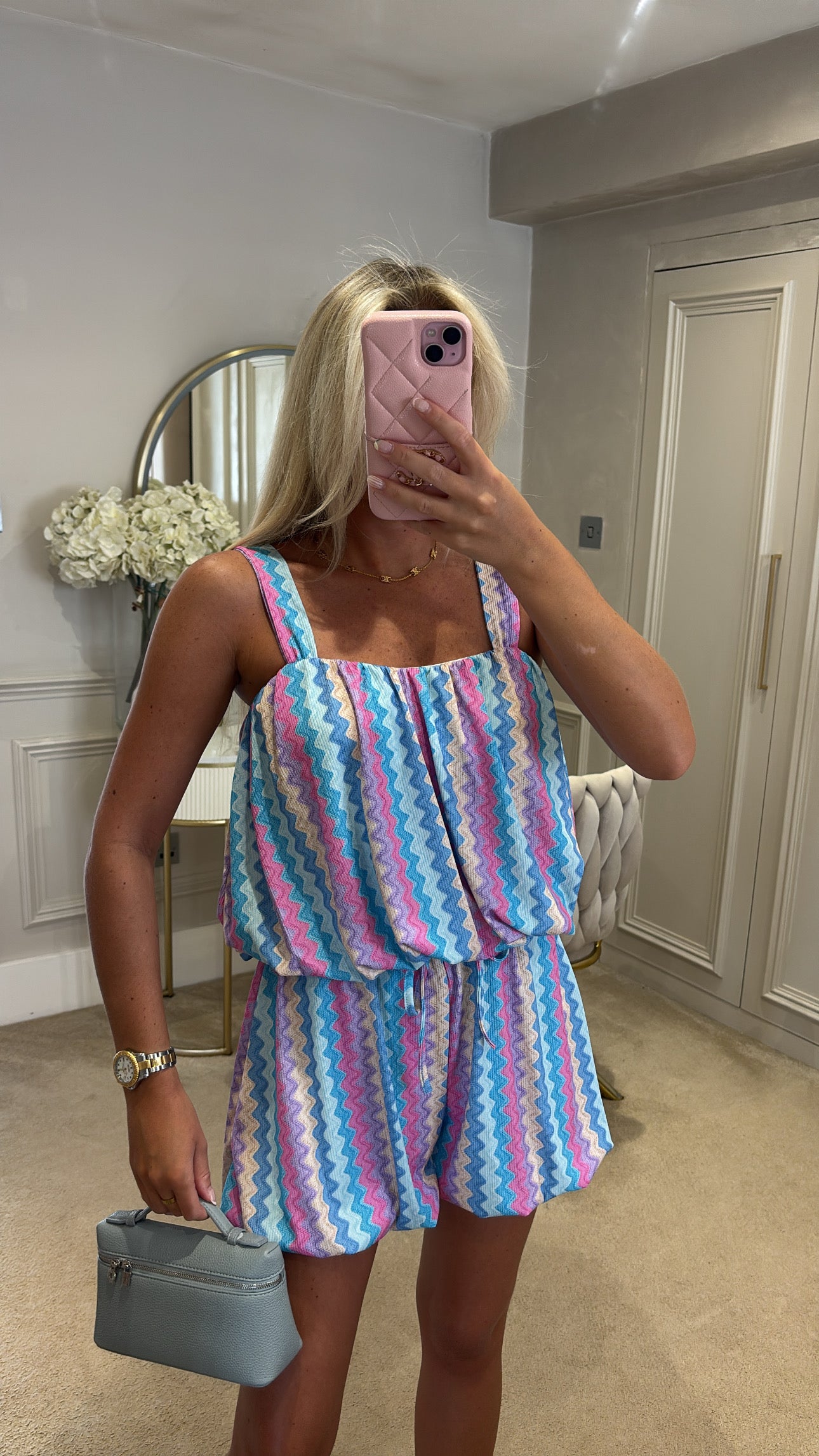 Zig zag puff ball short set