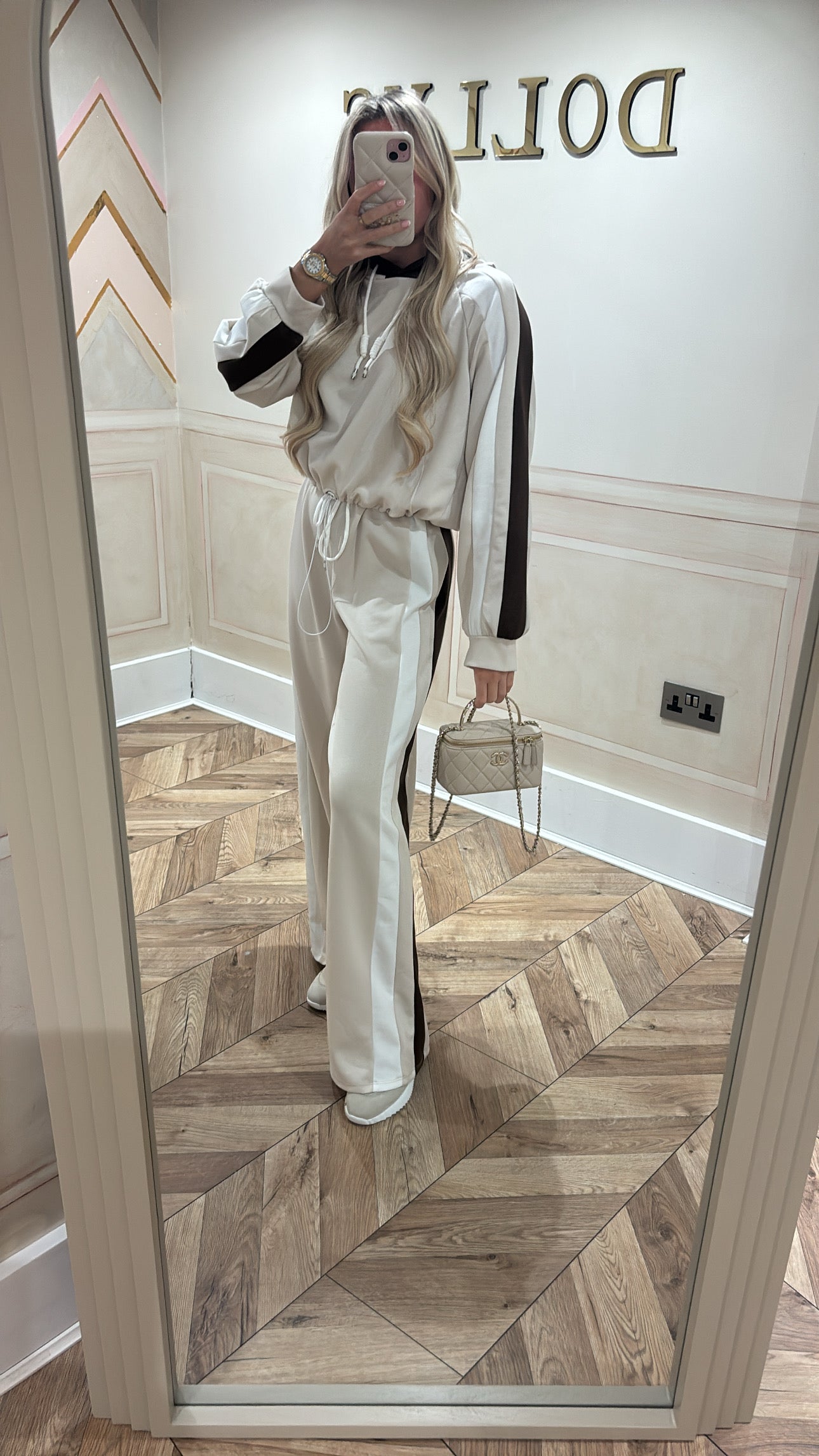 Stripe drawstring lounge set