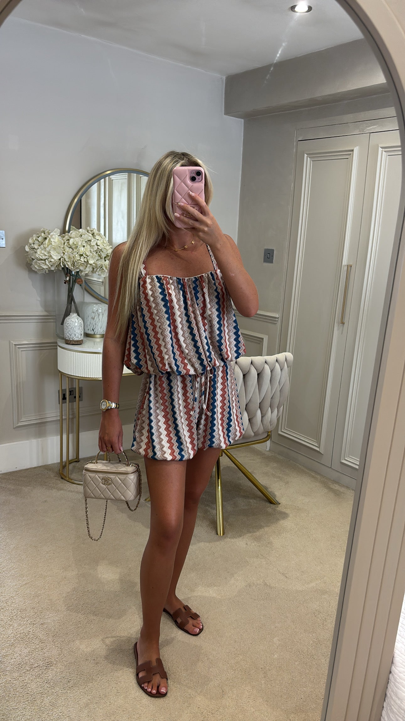 Zig zag puff ball short set