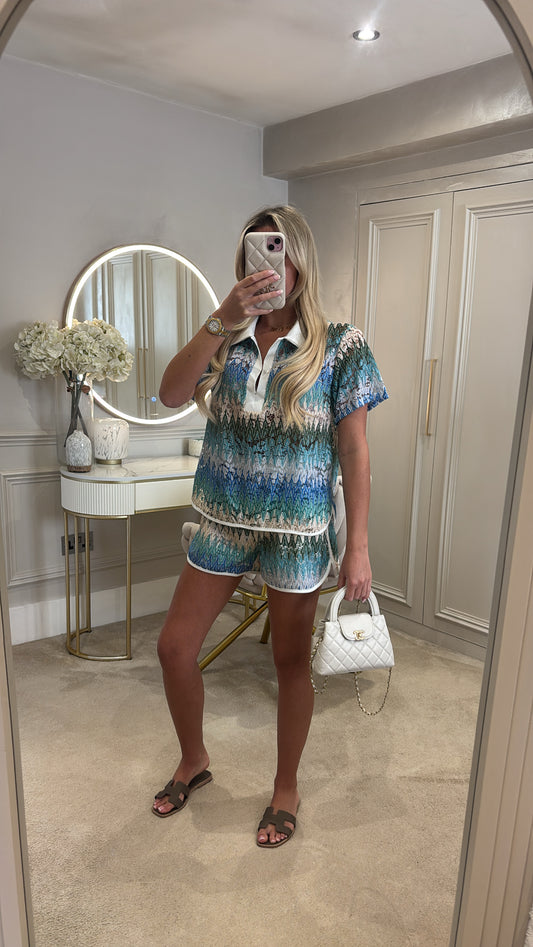 Lace zig zag short co-ord