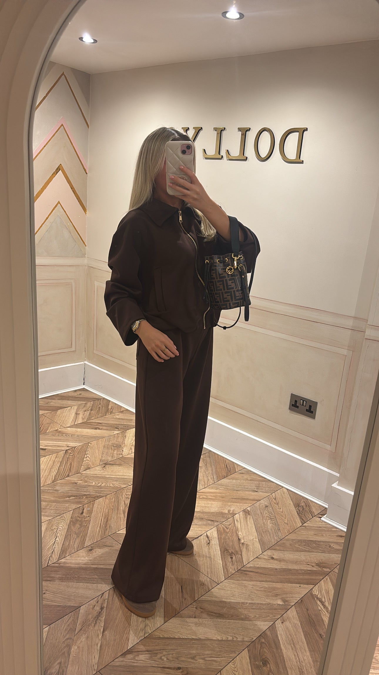 Gold zip jacket lounge set