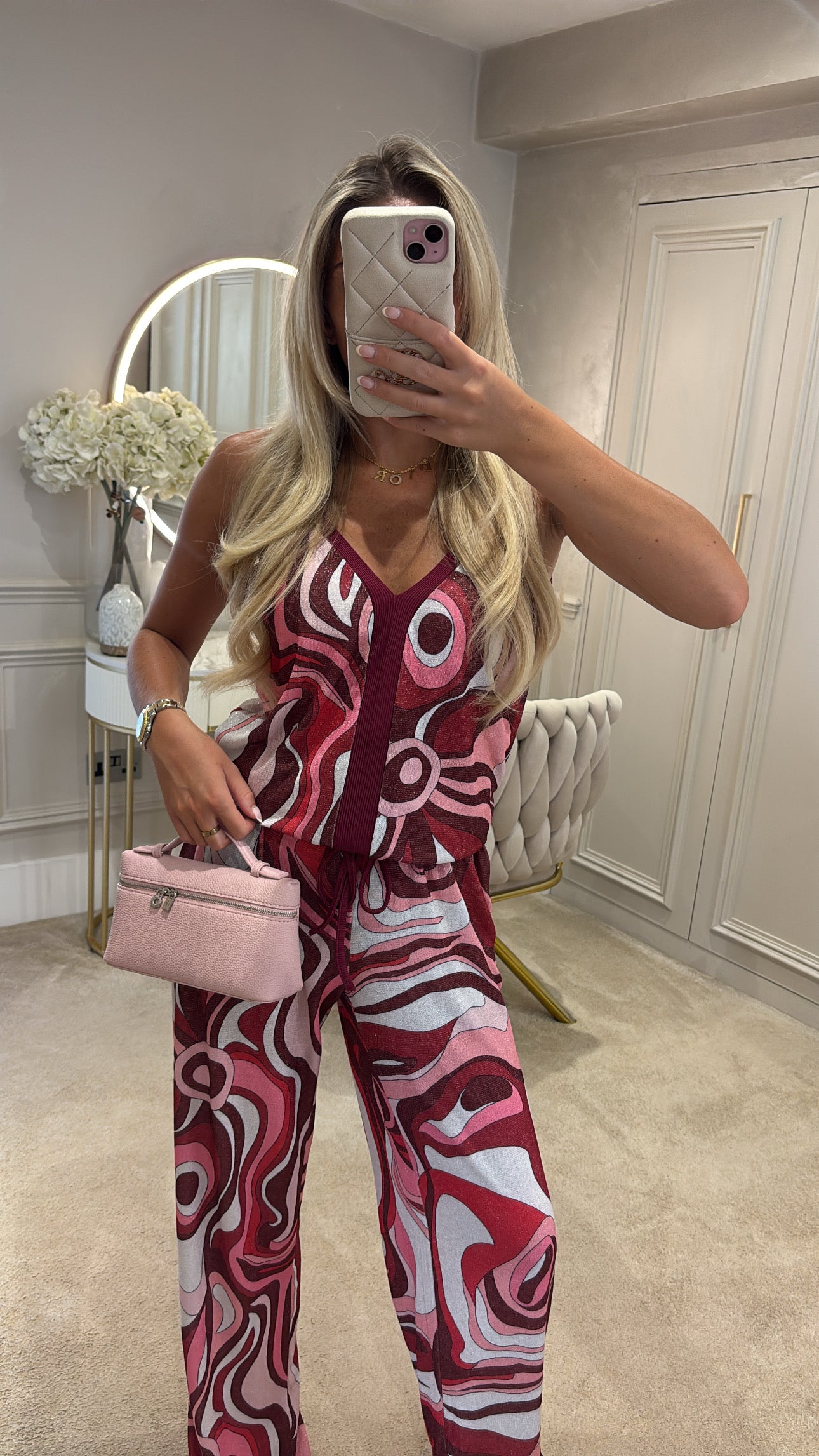 Glitter pucci vest trouser set