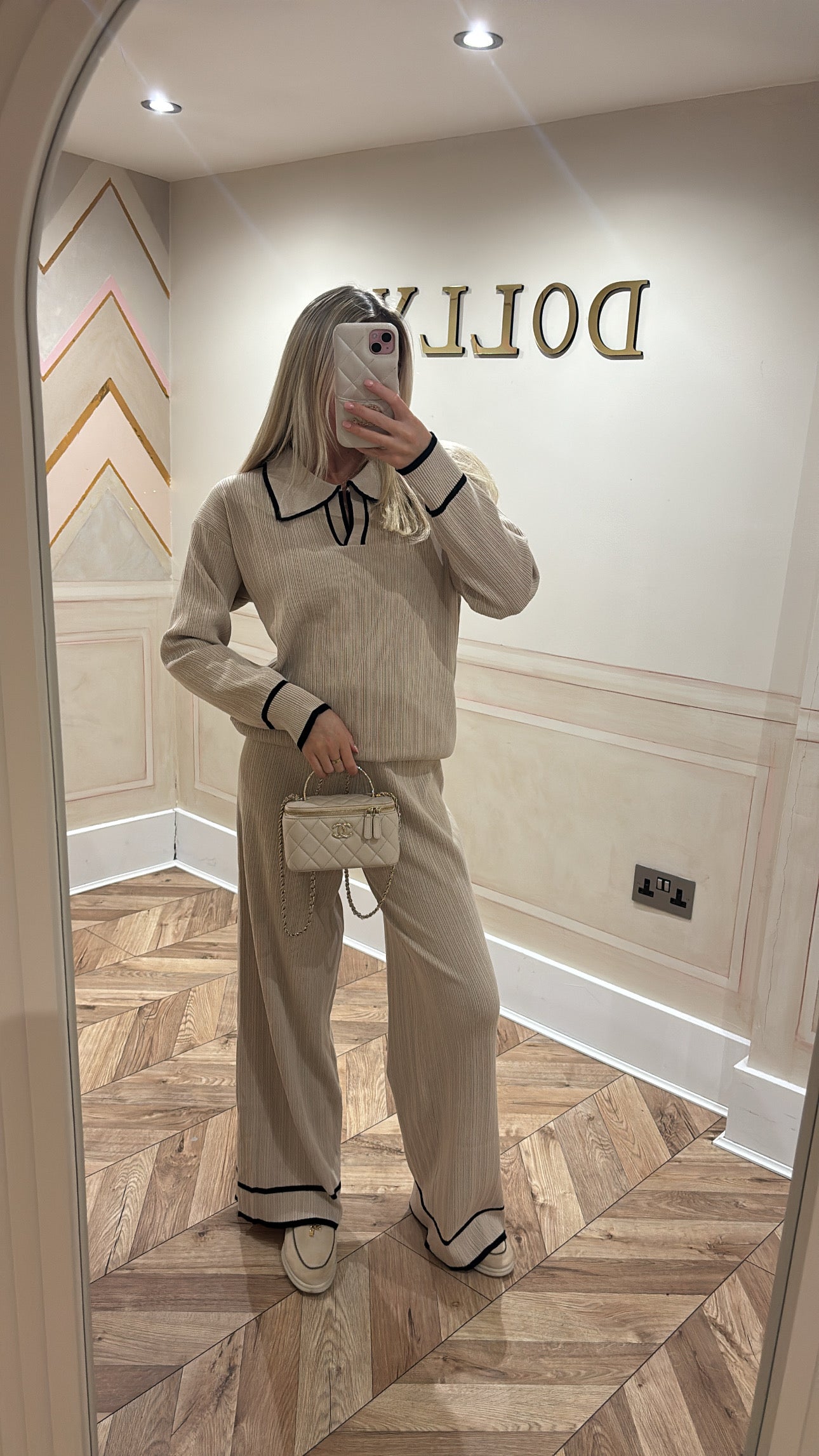 Stripe flared lounge set