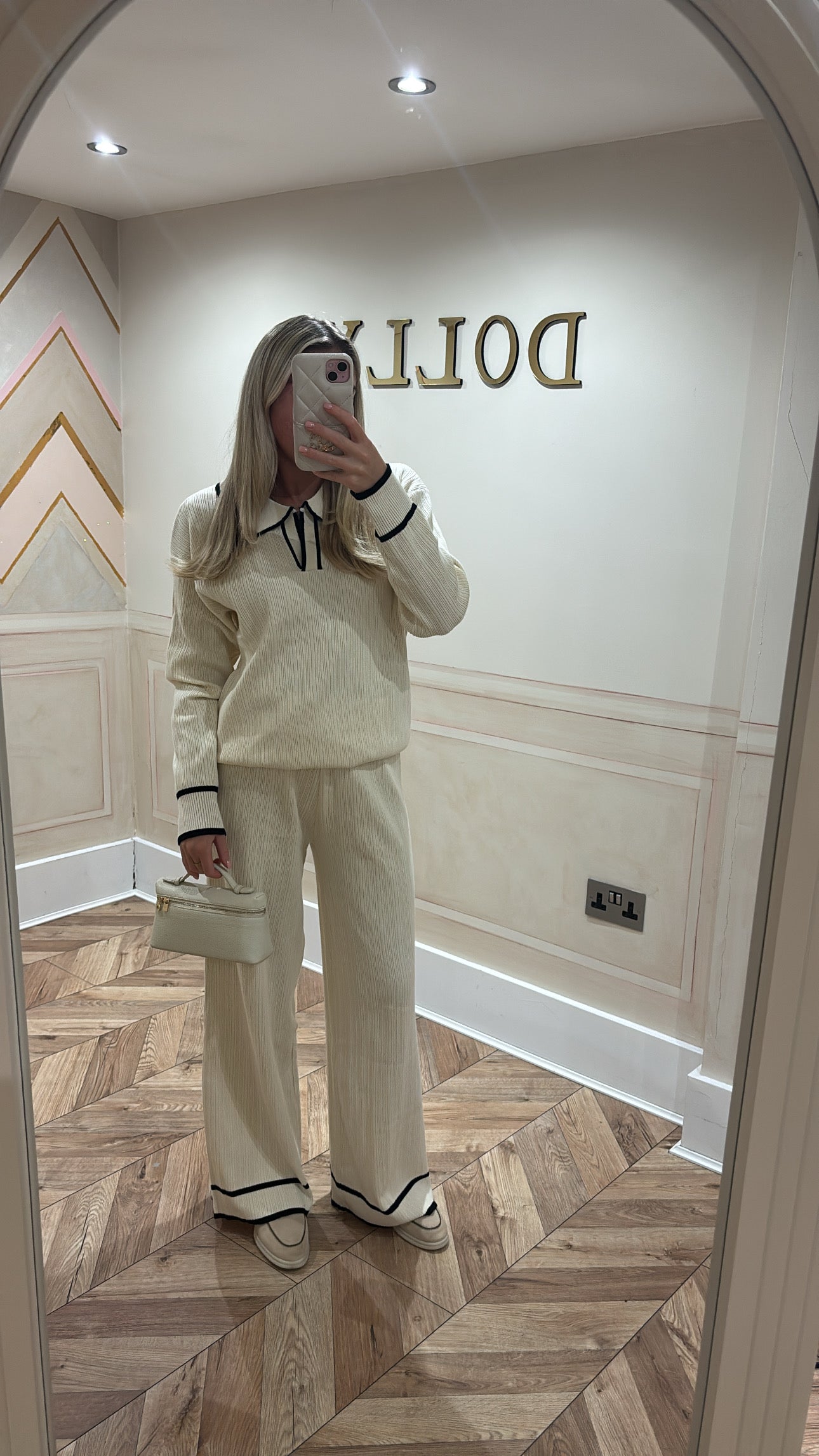 Stripe flared lounge set