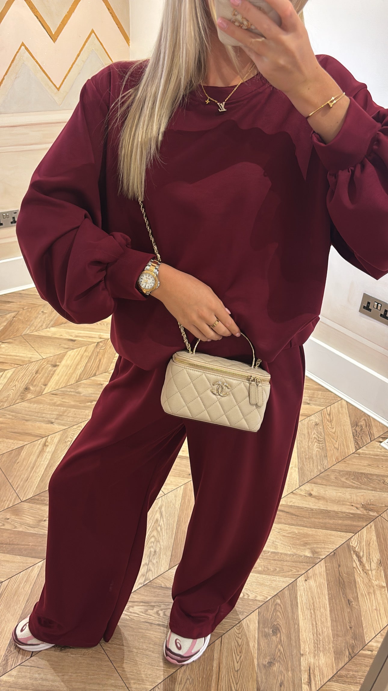 Ruched cuff flared lounge set