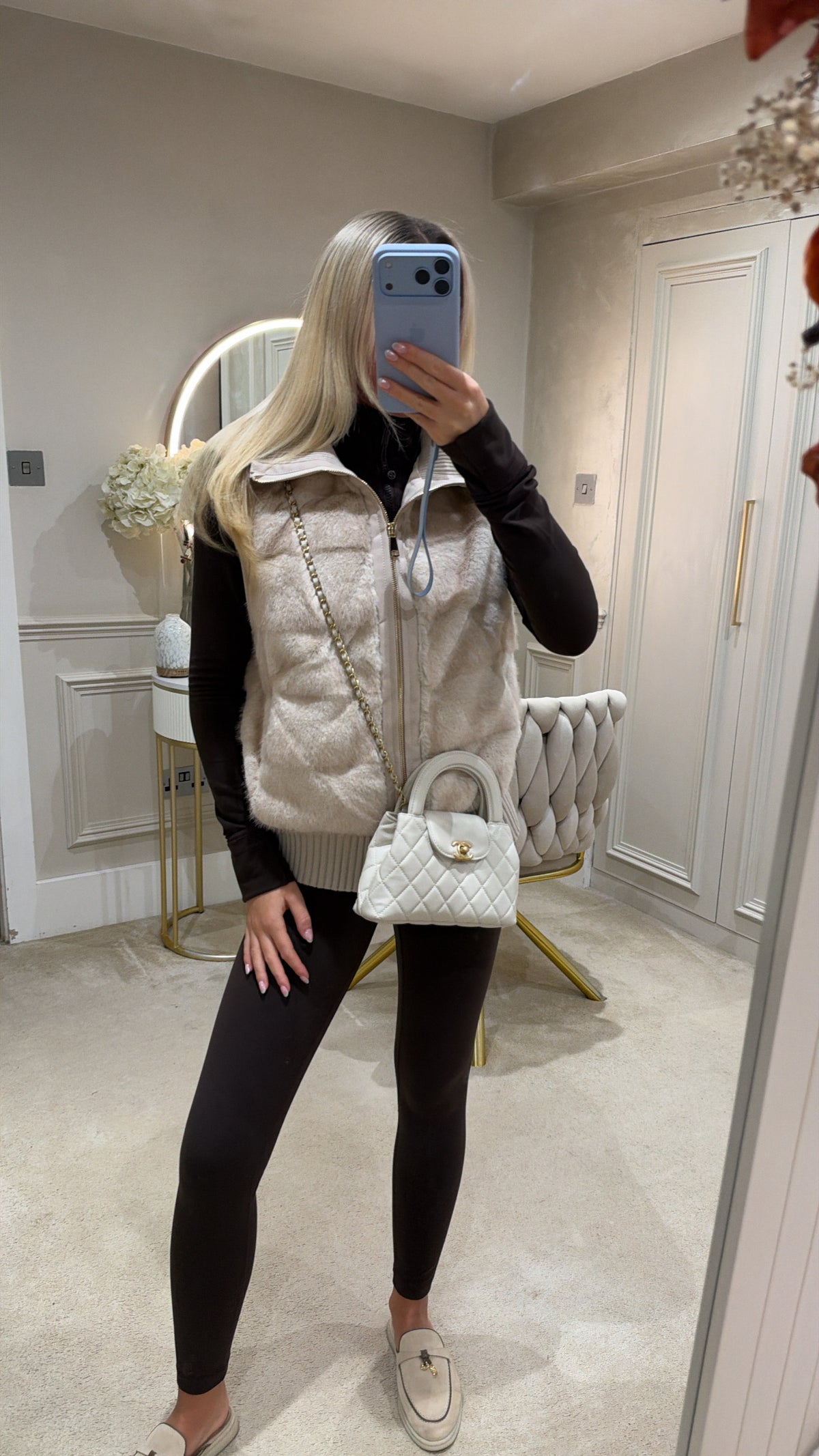 Fur gold zip cardigans