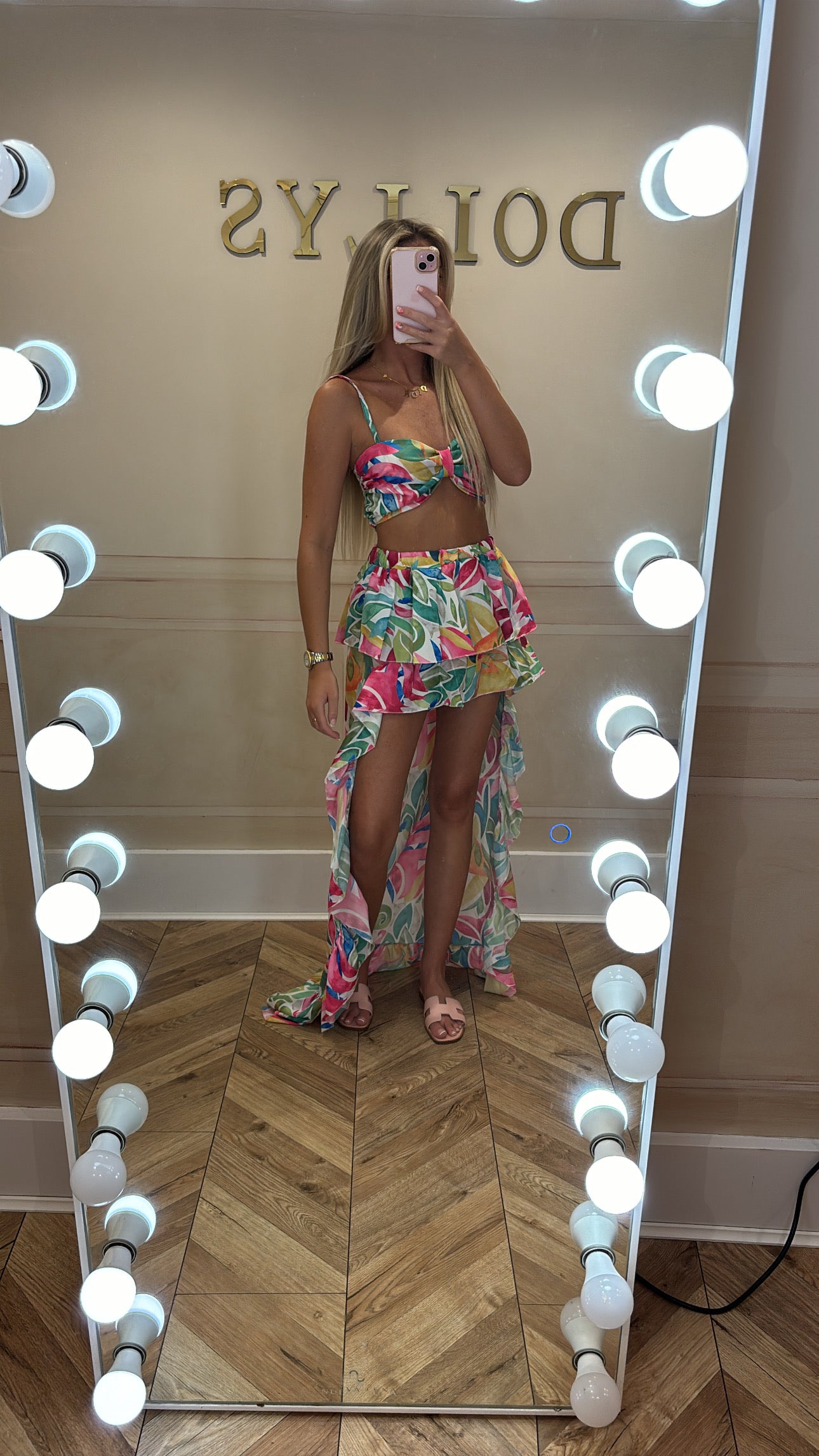 Tropical bow skirt set￼