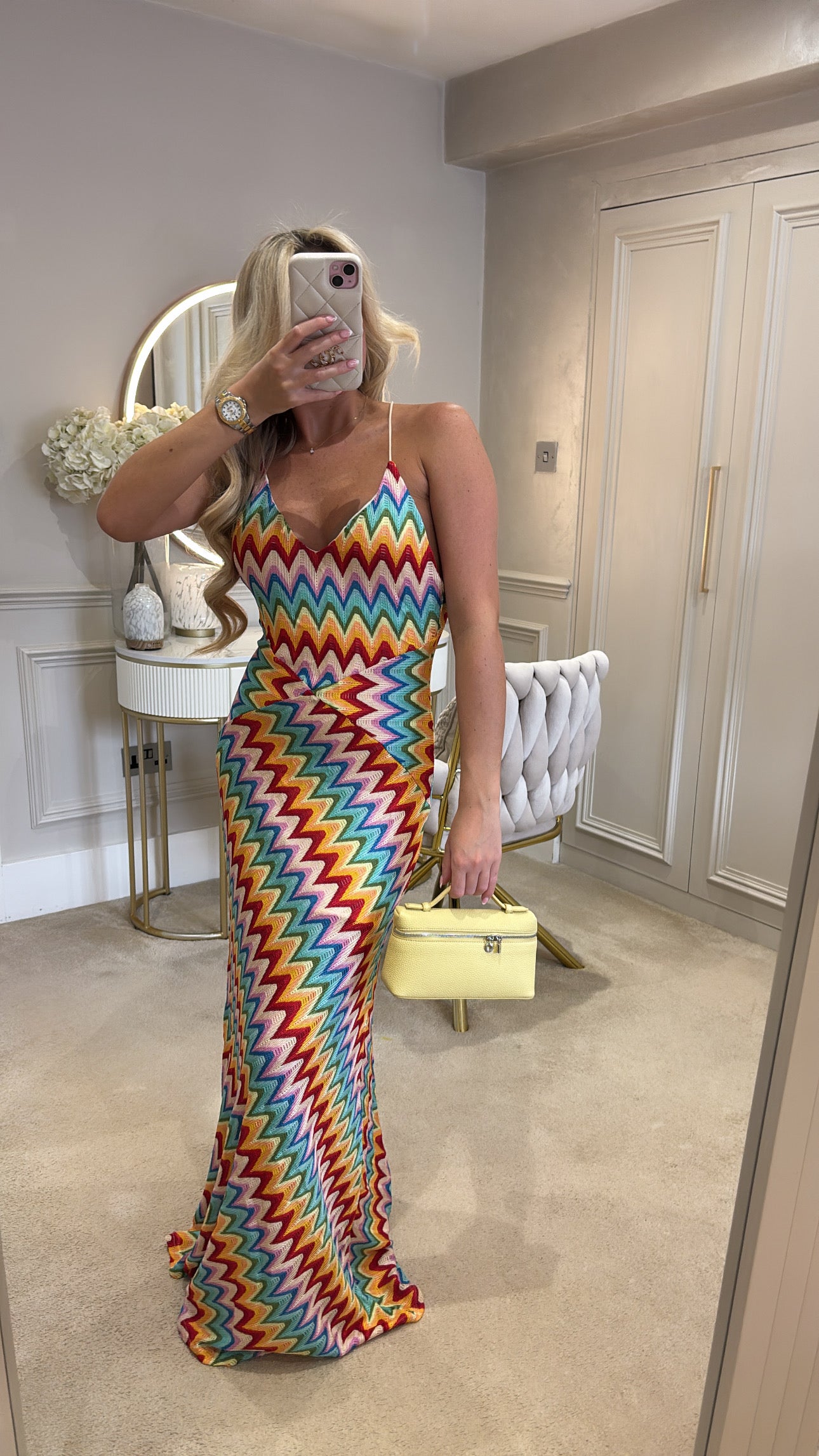Zig zag backless maxi dress