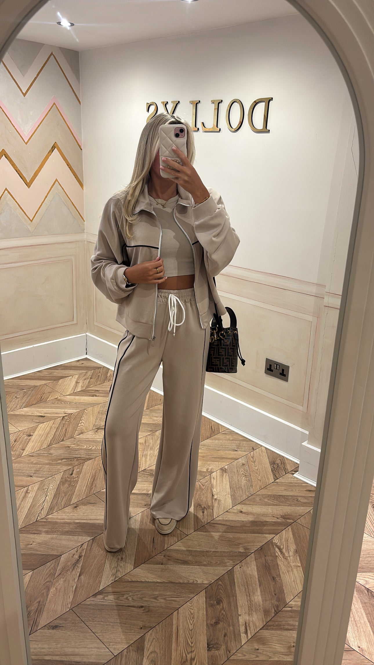 Stripe jacket flared lounge set