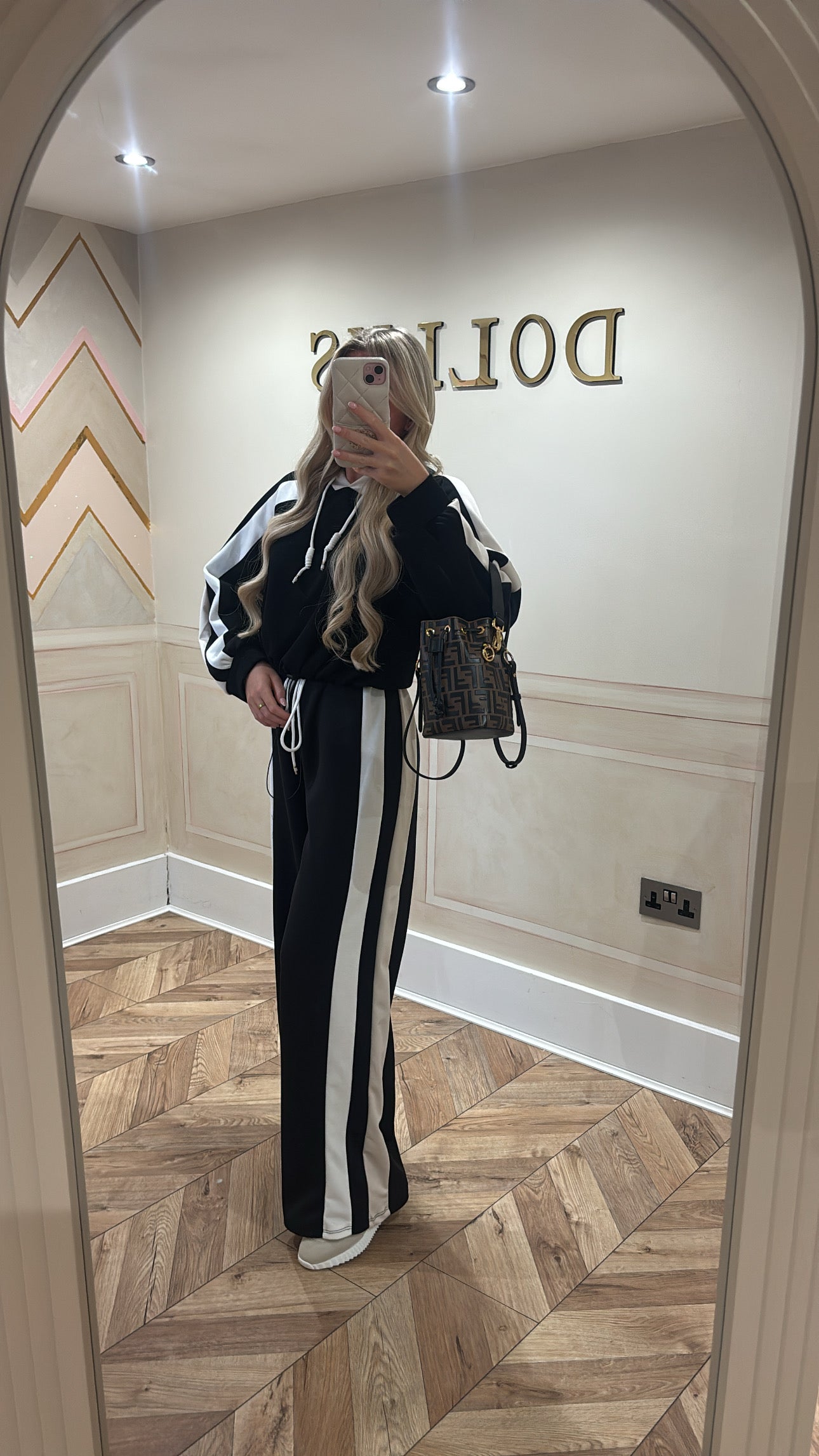 Stripe drawstring lounge set