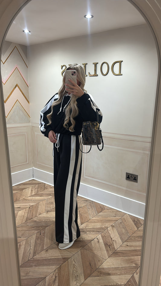 Stripe drawstring lounge set