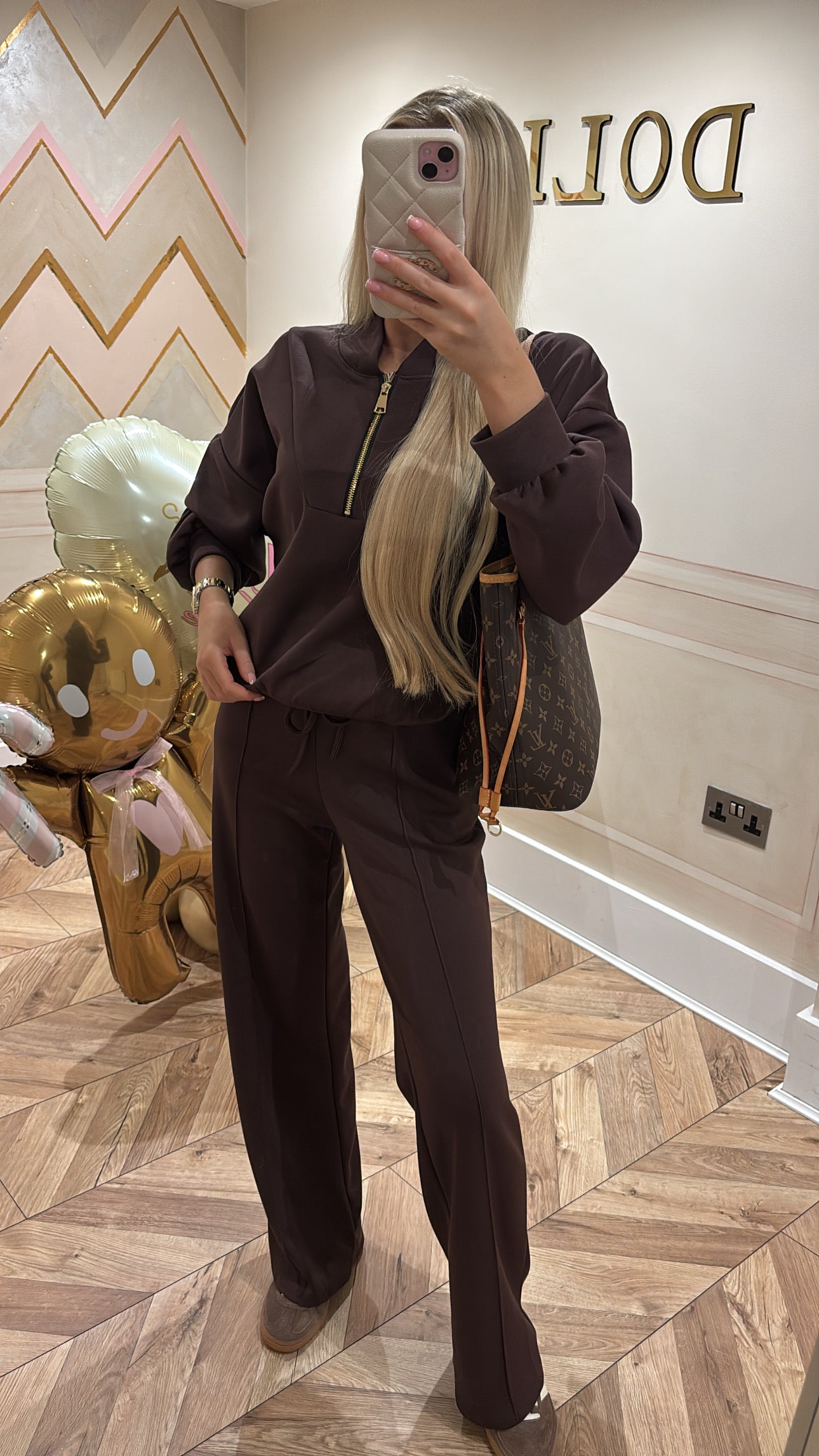 Gold quarter zip lounge set