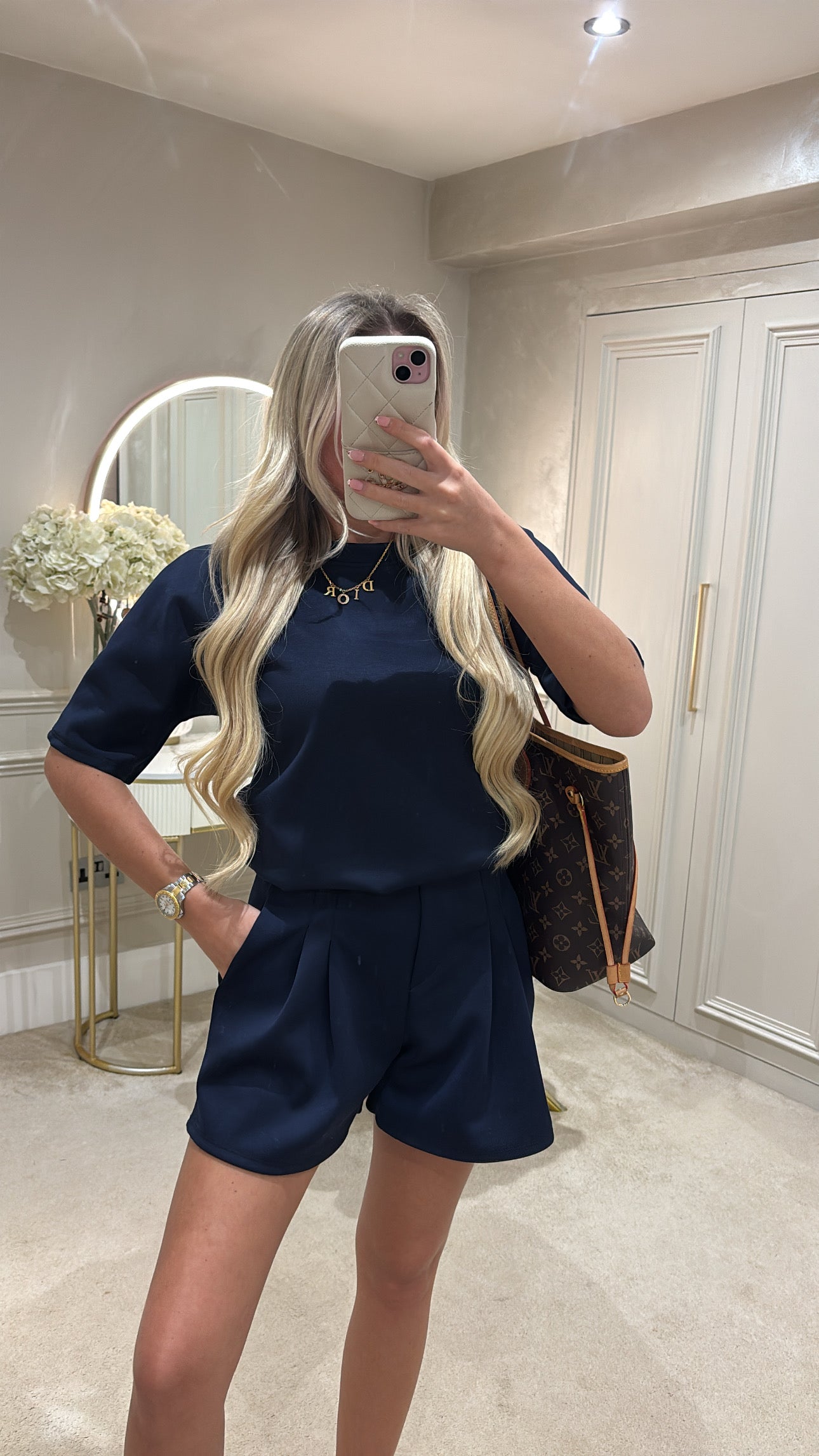 Pleated basic short set ￼