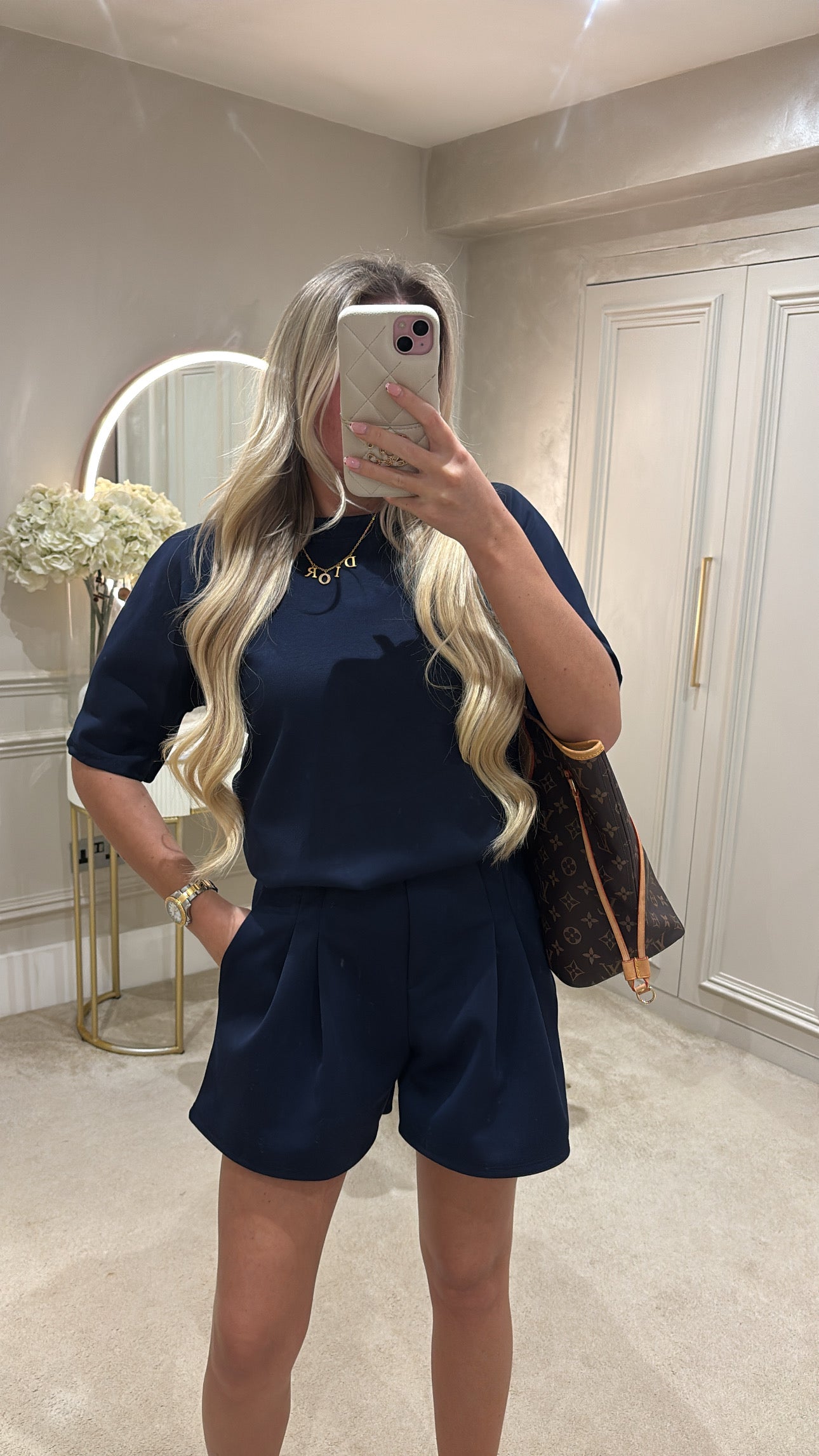 Pleated basic short set ￼