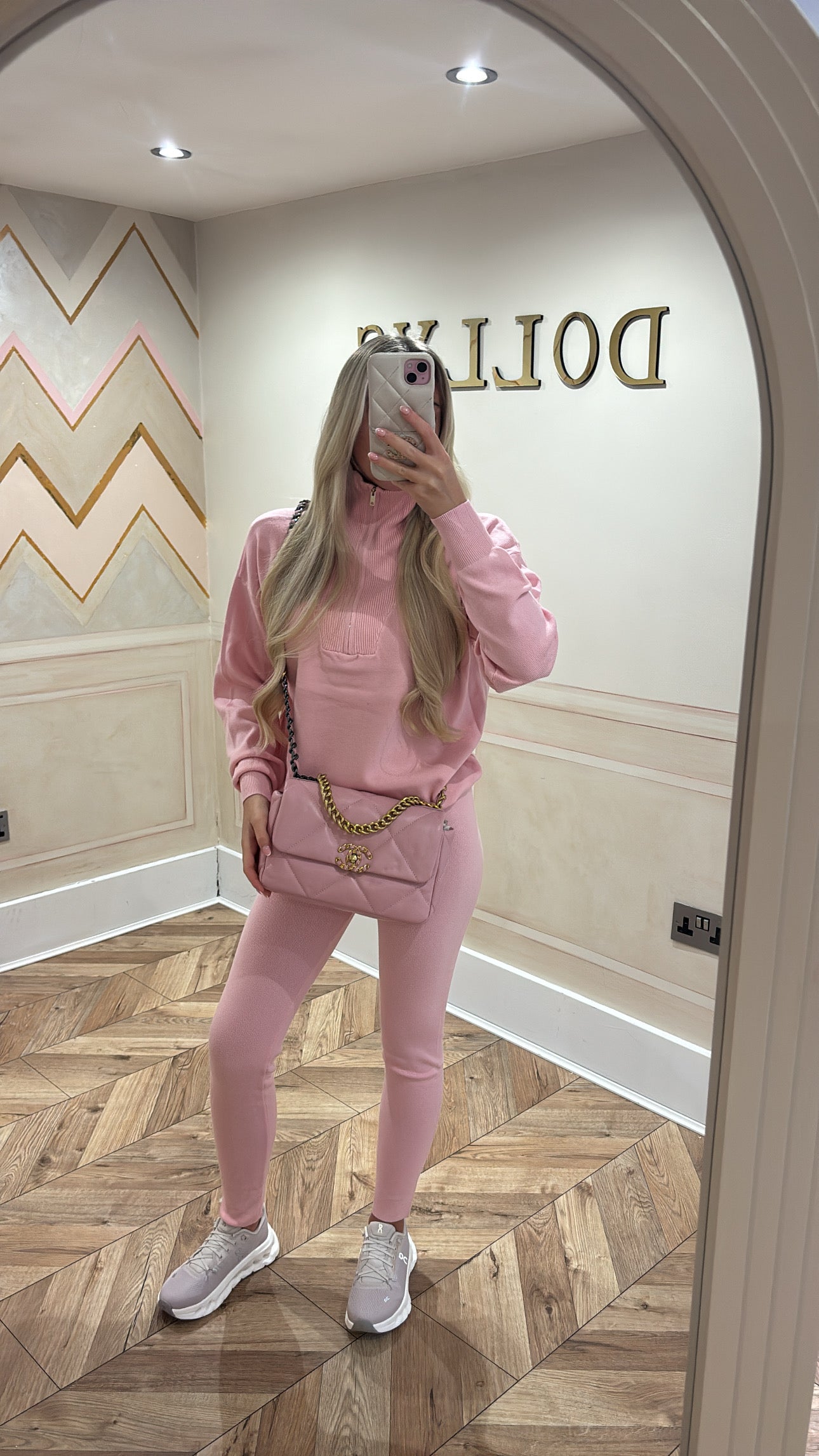 Gold quarter zip lounge set