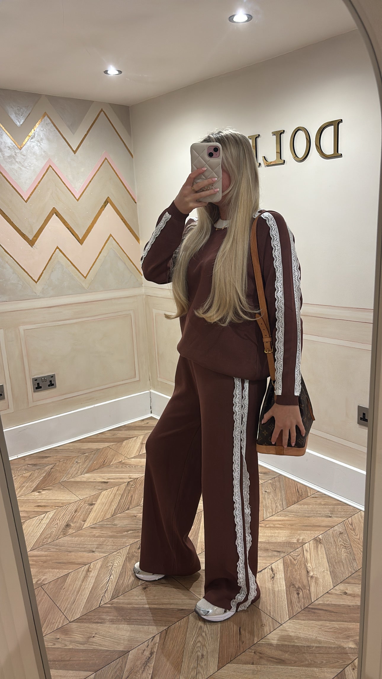 Lace trim lounge set