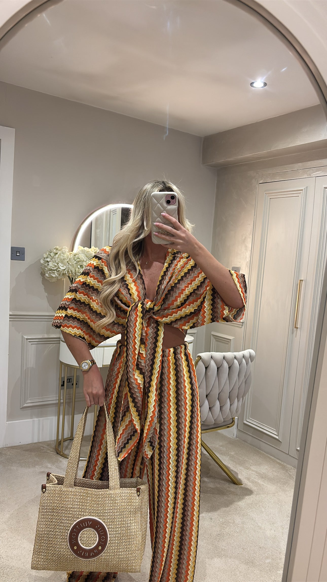 Zig zag tie front flared lounge set