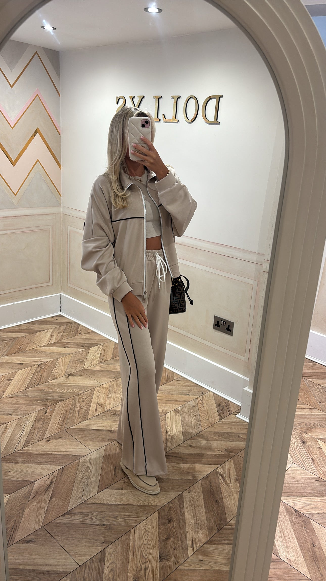 Stripe jacket flared lounge set