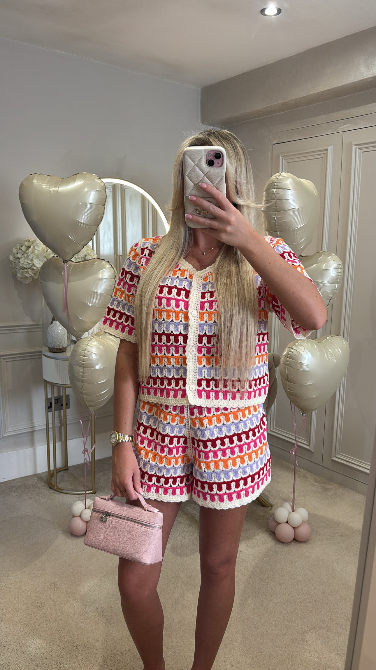 Crocheted pattern short set
