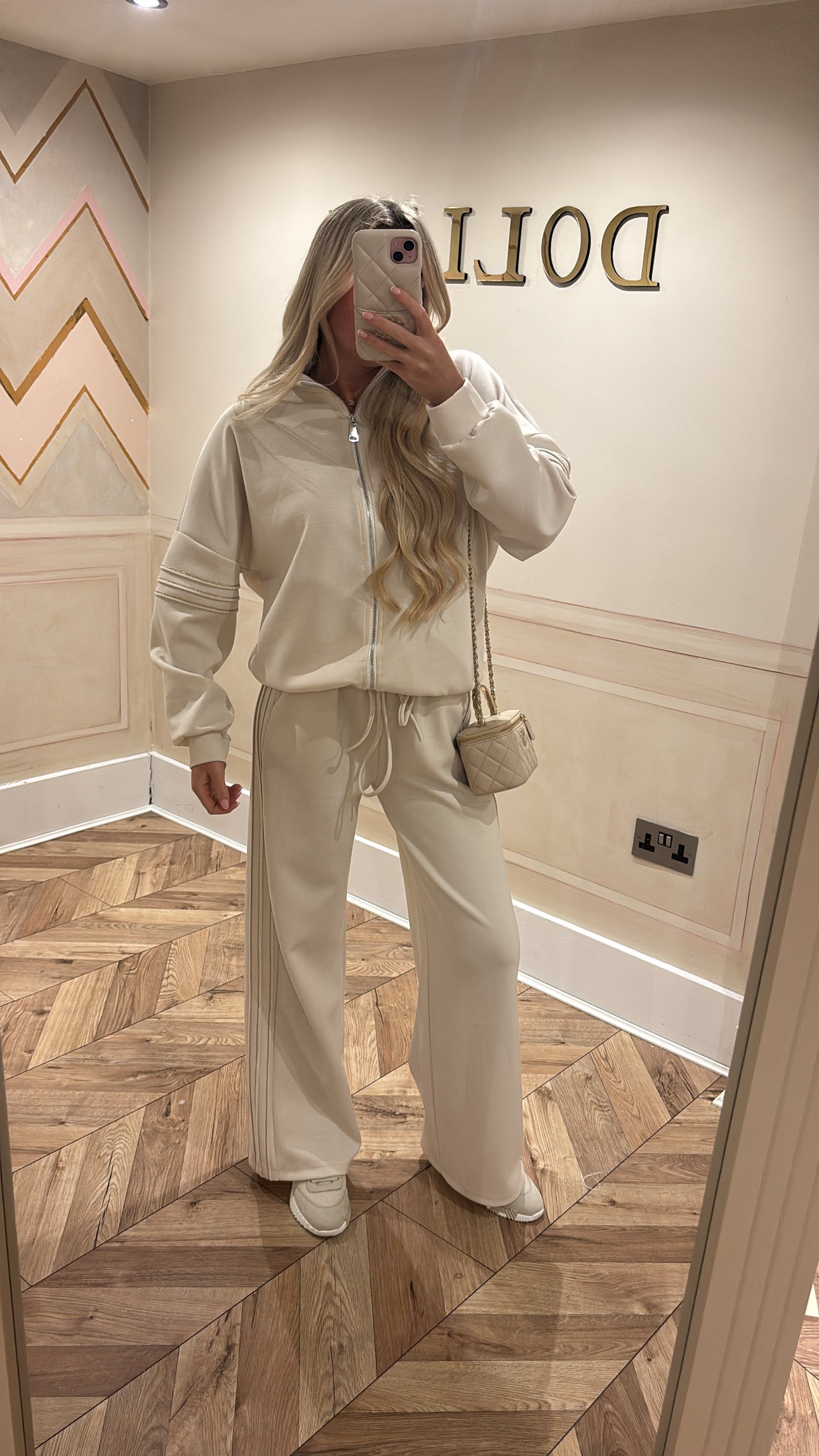 Gold glitter trim lounge set